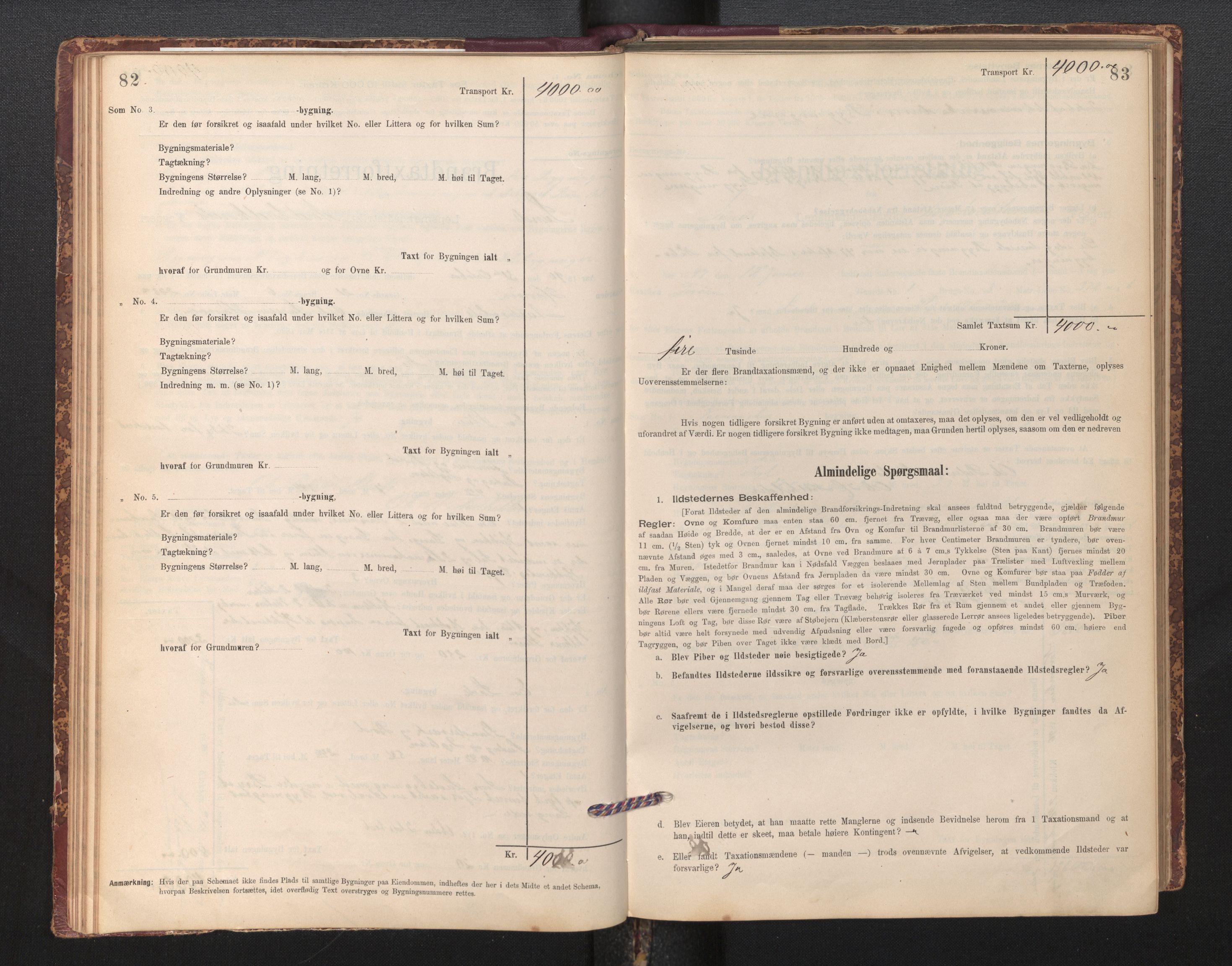 Lensmannen i Sund og Austevoll, AV/SAB-A-35201/0012/L0003: Branntakstprotokoll, skjematakst, 1894-1917, p. 82-83