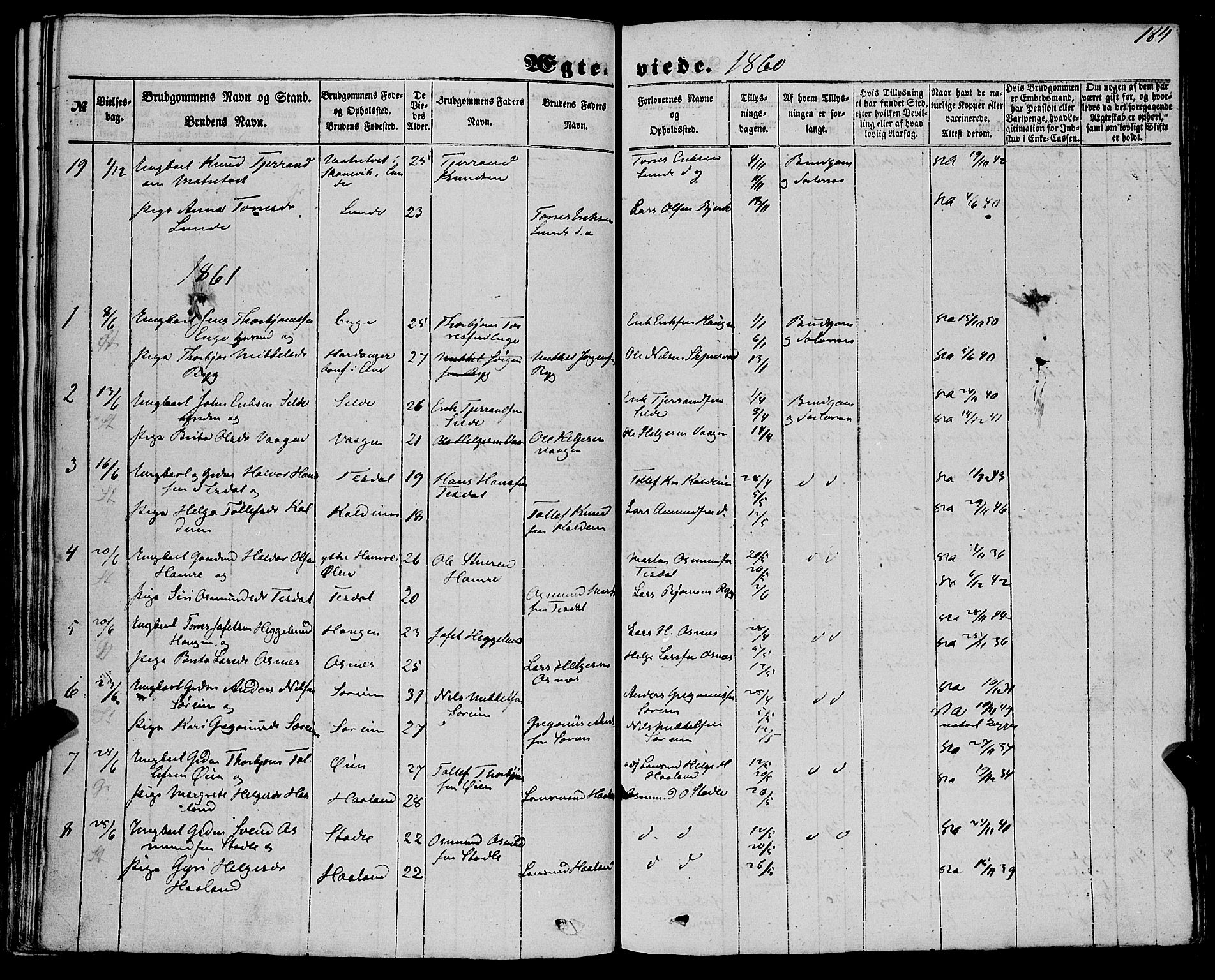 Etne sokneprestembete, SAB/A-75001/H/Haa: Parish register (official) no. A 8, 1848-1862, p. 184