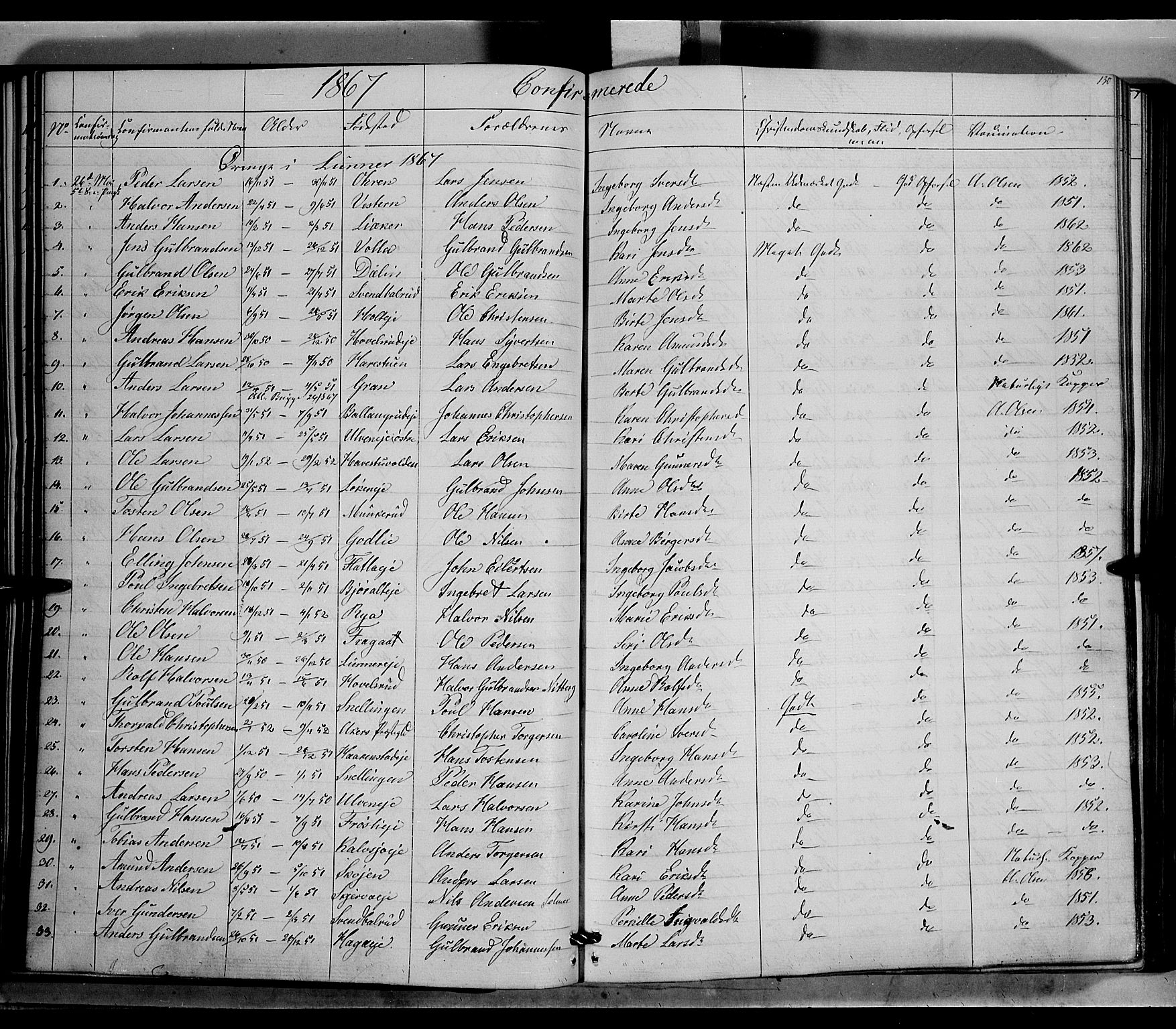 Jevnaker prestekontor, AV/SAH-PREST-116/H/Ha/Haa/L0007: Parish register (official) no. 7, 1858-1876, p. 130