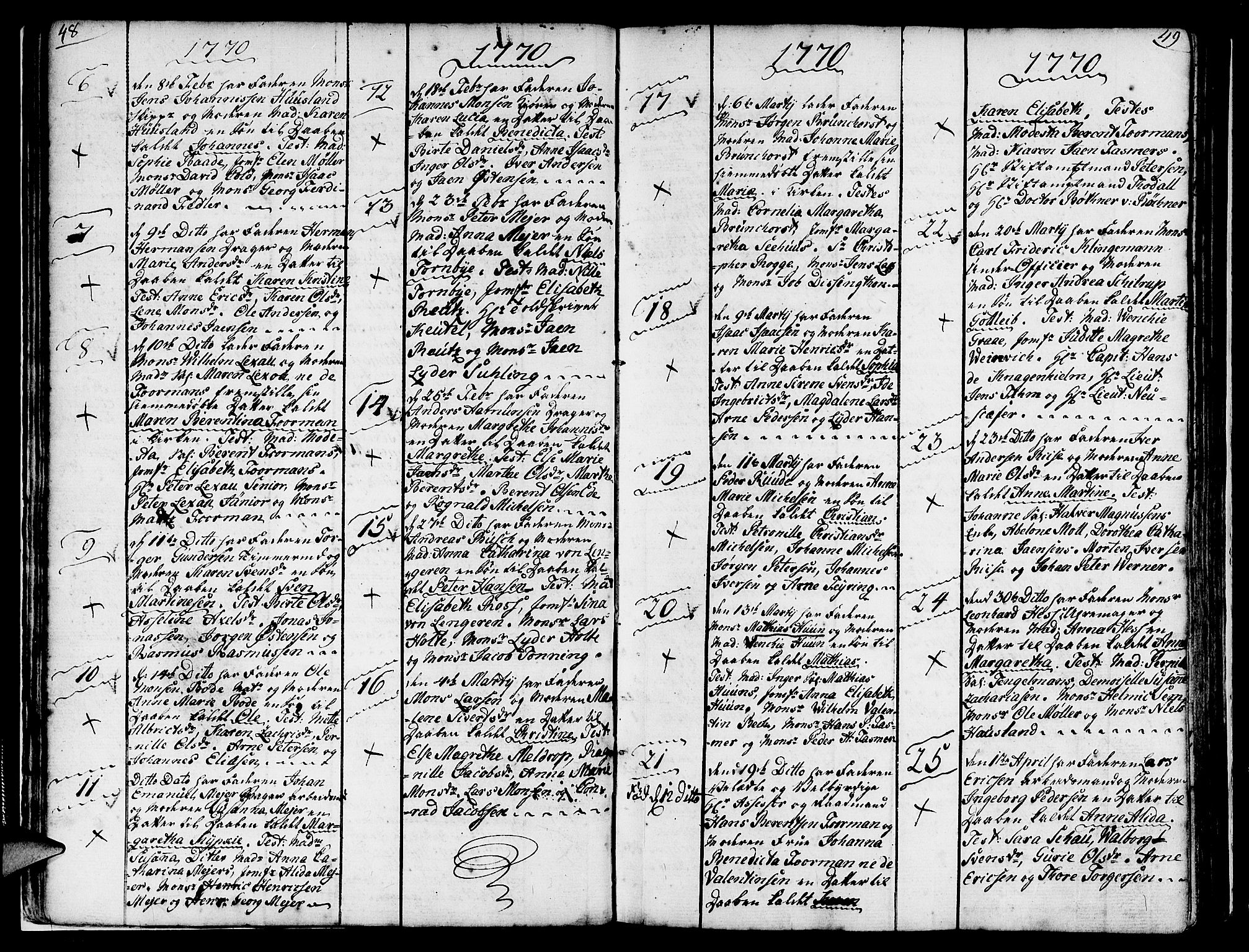 Nykirken Sokneprestembete, AV/SAB-A-77101/H/Haa/L0004: Parish register (official) no. A 4, 1765-1775, p. 48-49