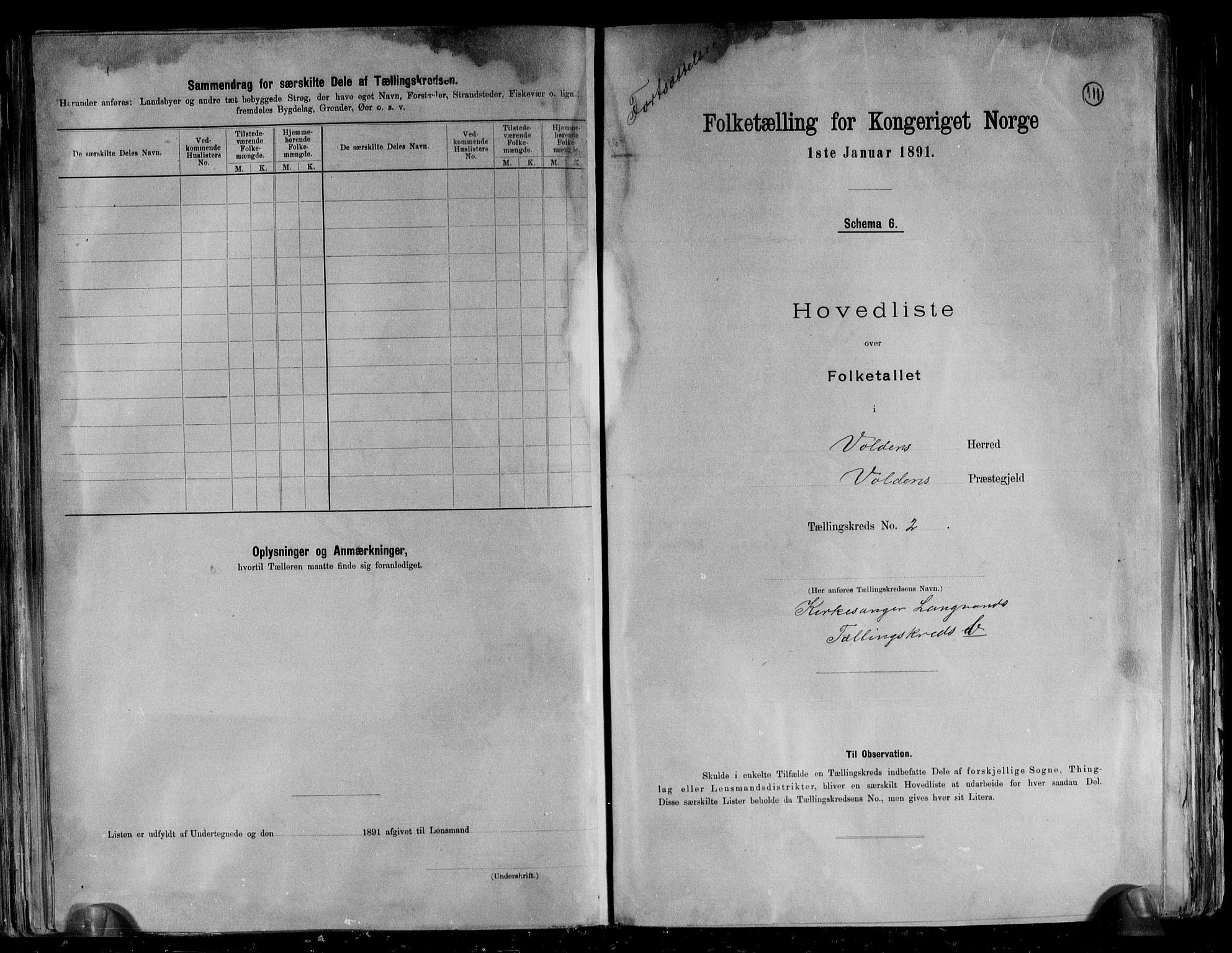 RA, 1891 census for 1519 Volda, 1891, p. 9