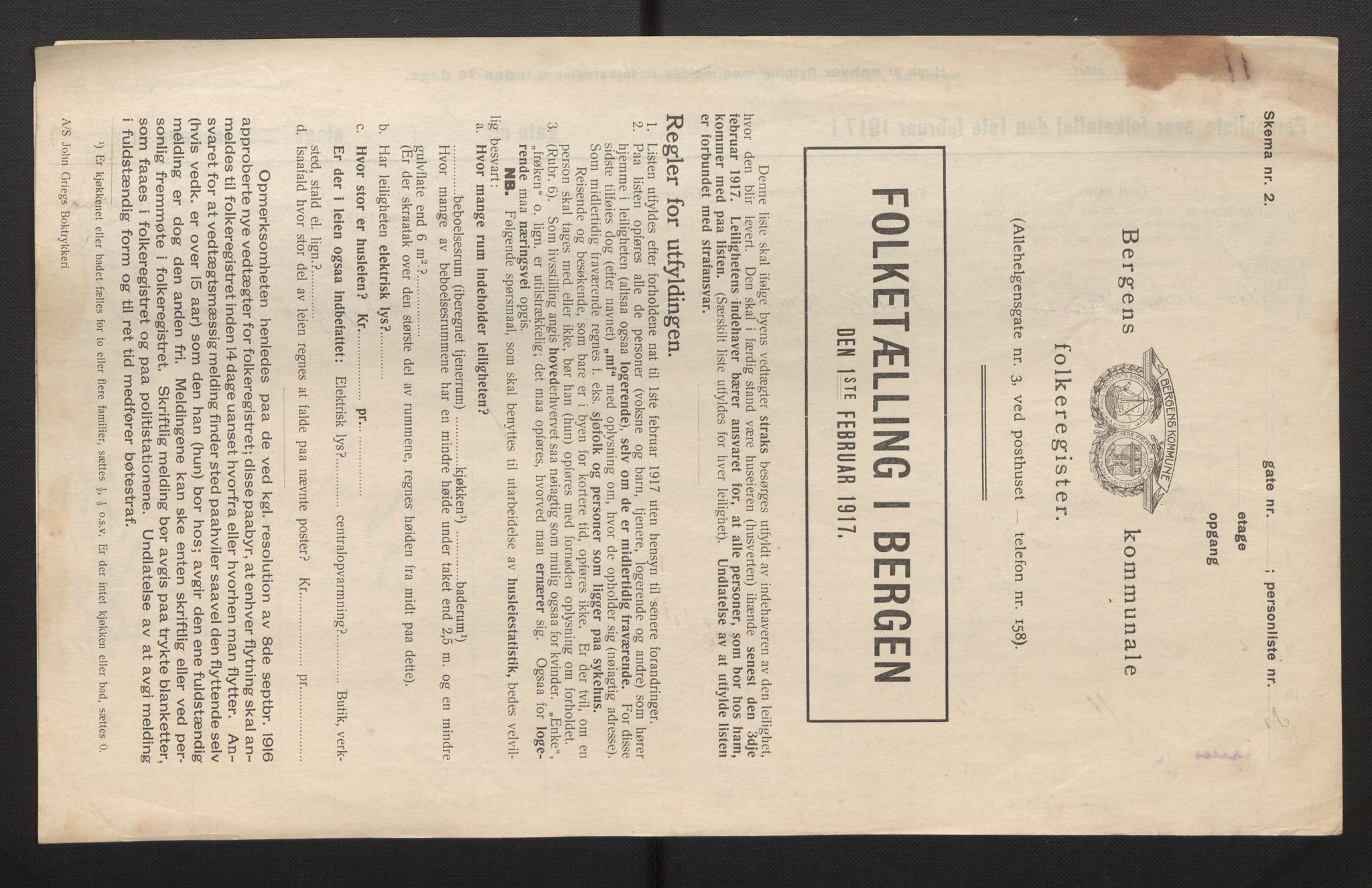 SAB, Municipal Census 1917 for Bergen, 1917, p. 15009