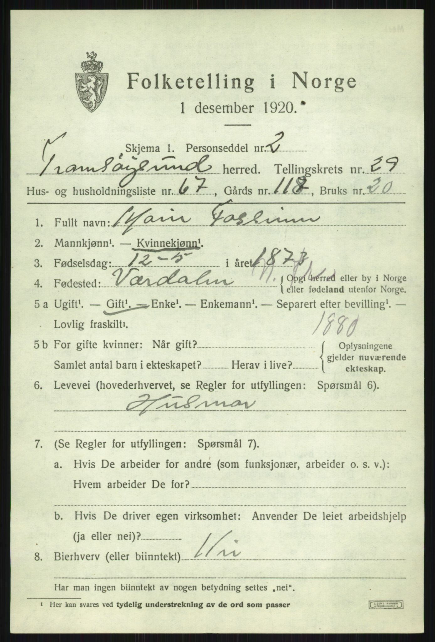 SATØ, 1920 census for Tromsøysund, 1920, p. 14198