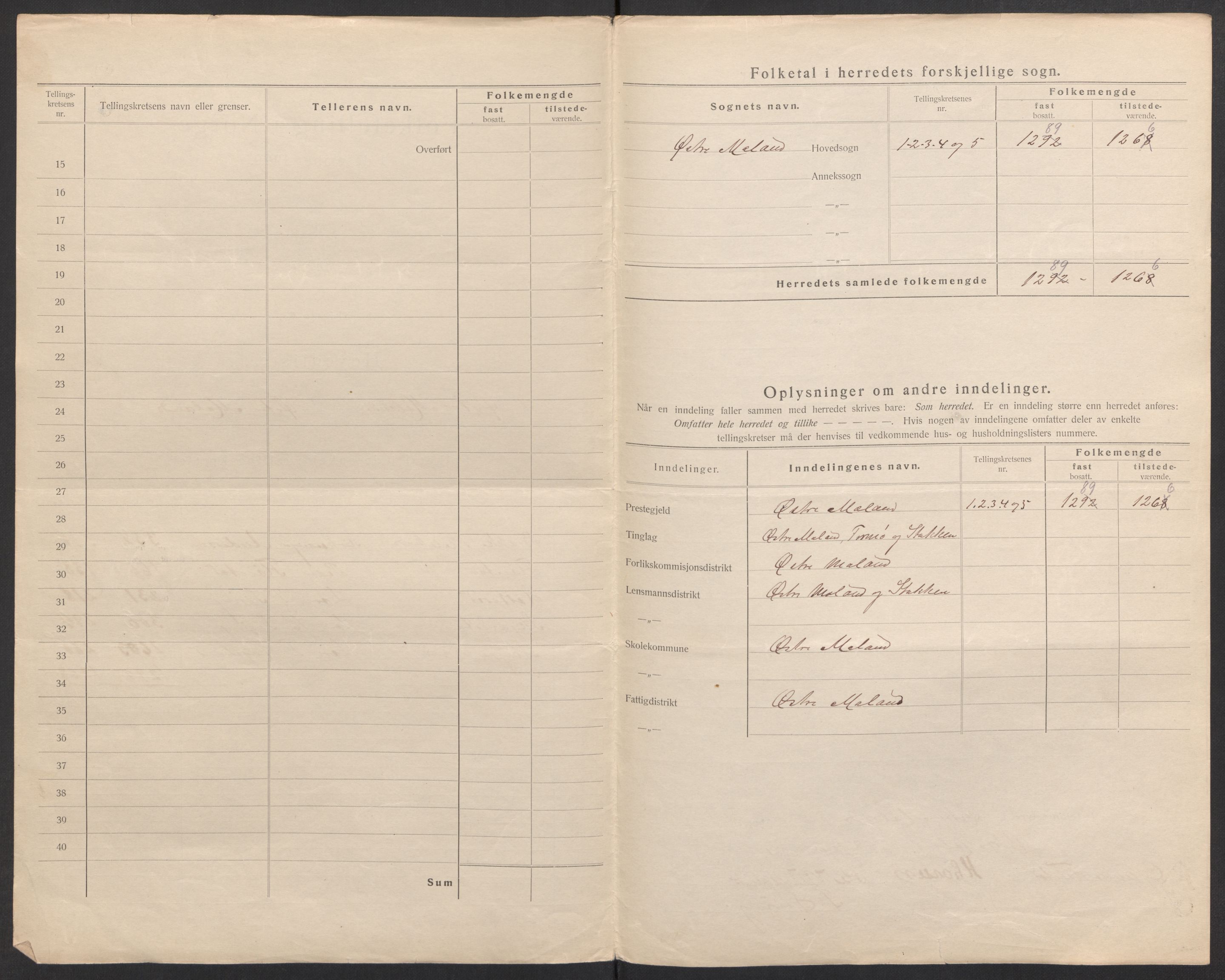 SAK, 1920 census for Austre Moland, 1920, p. 4