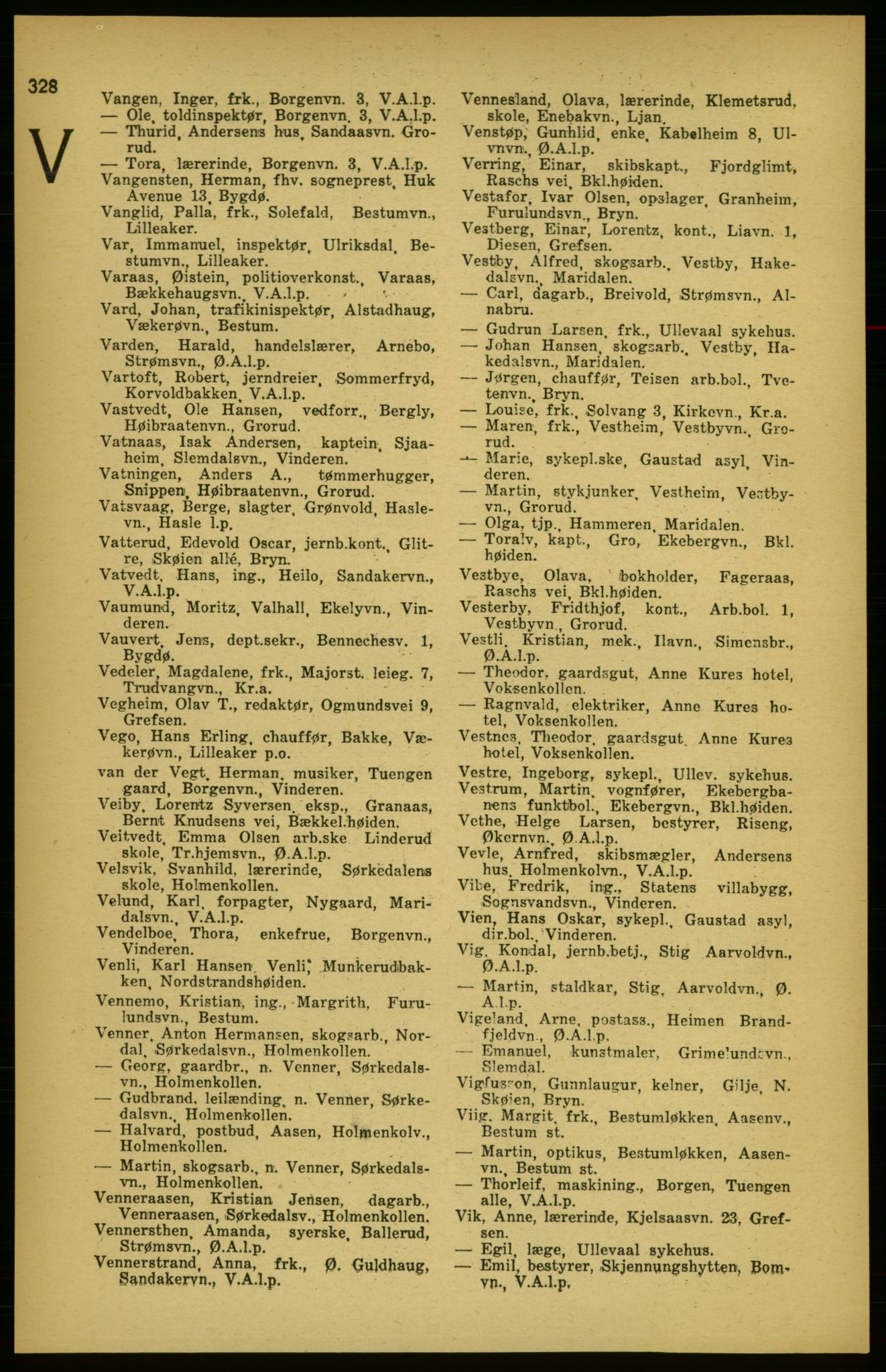 Aker adressebok/adressekalender, PUBL/001/A/003: Akers adressekalender, 1924-1925, p. 328