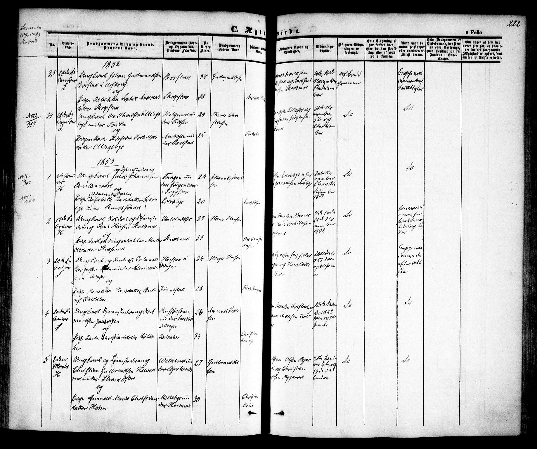 Høland prestekontor Kirkebøker, SAO/A-10346a/F/Fa/L0009: Parish register (official) no. I 9, 1846-1853, p. 222