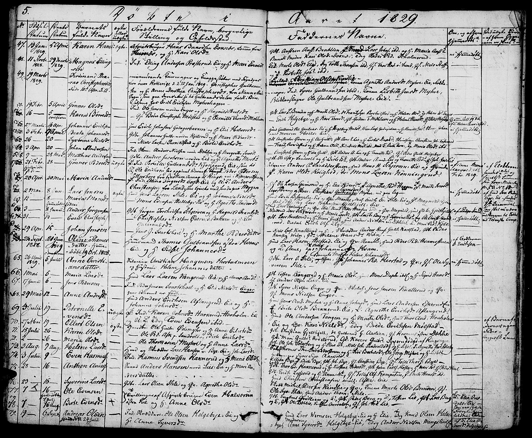 Nes prestekontor, Hedmark, AV/SAH-PREST-020/K/Ka/L0003: Parish register (official) no. 3, 1827-1851, p. 5