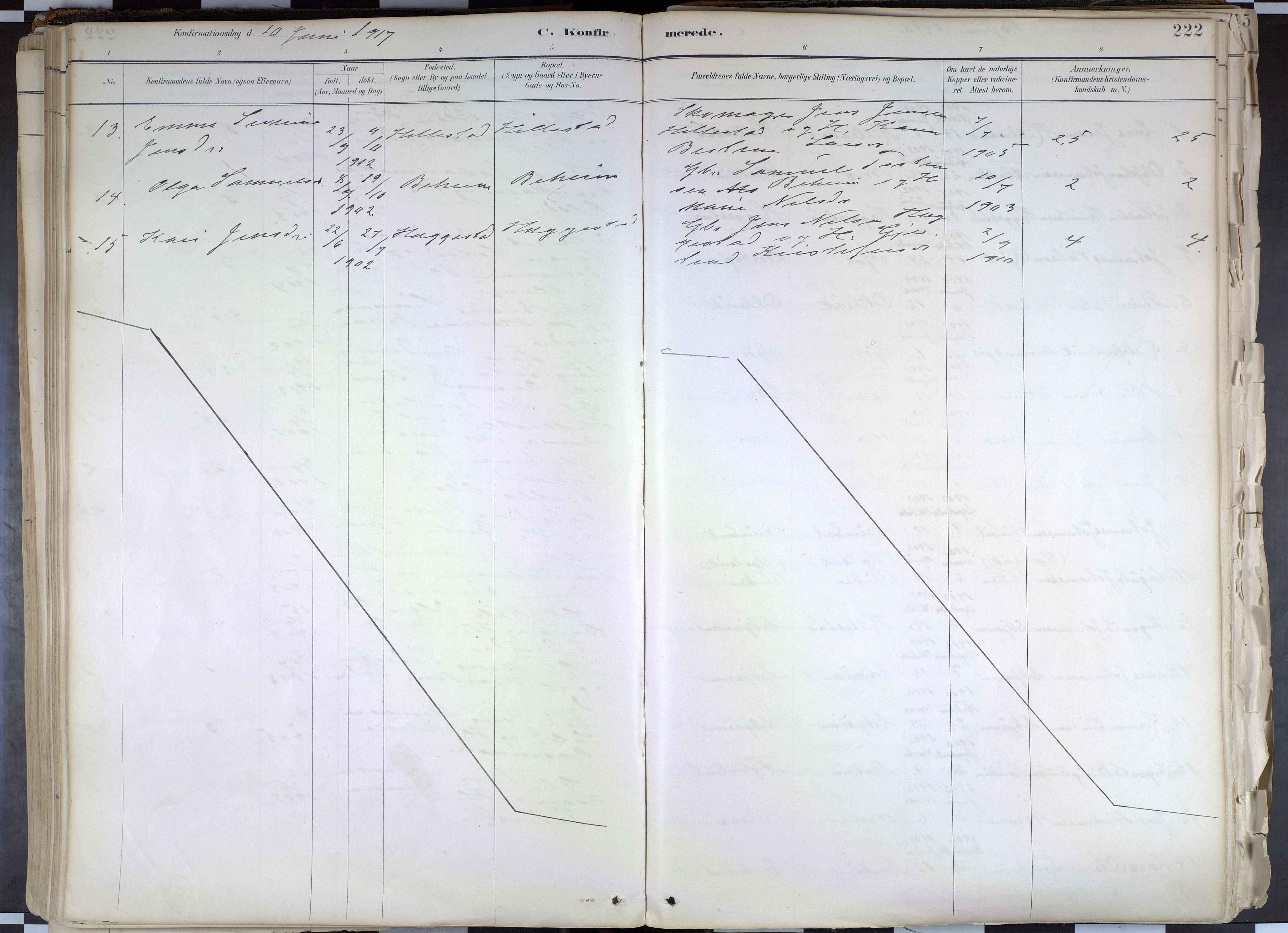 Hafslo sokneprestembete, AV/SAB-A-80301/H/Haa/Haab/L0001: Parish register (official) no. B 1, 1886-1945, p. 222