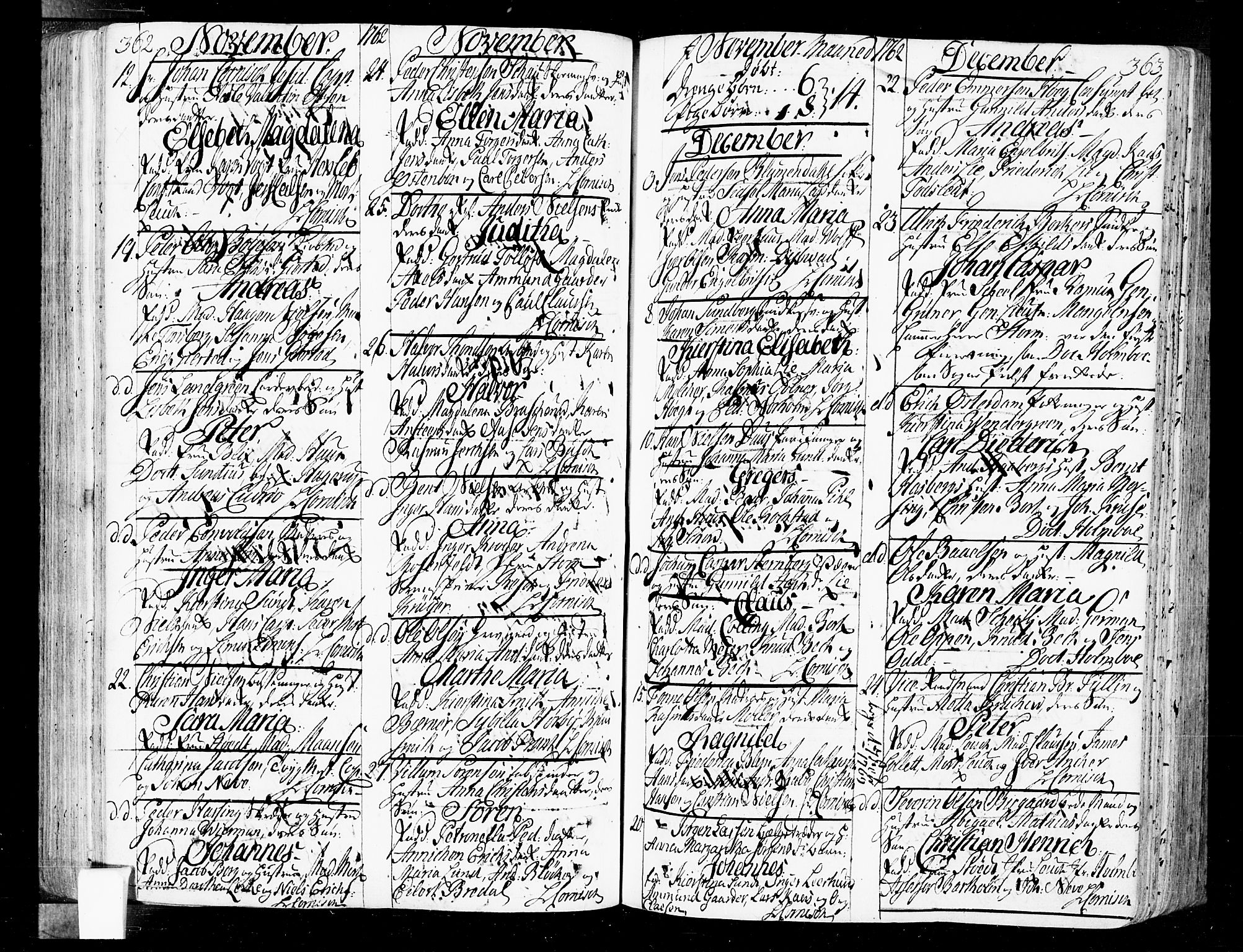 Oslo domkirke Kirkebøker, SAO/A-10752/F/Fa/L0004: Parish register (official) no. 4, 1743-1786, p. 362-363