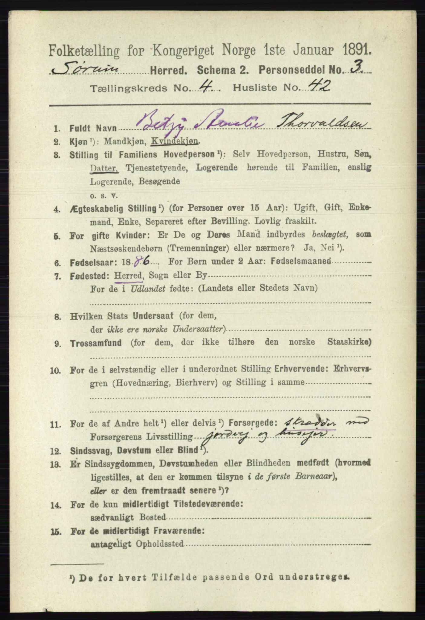 RA, 1891 census for 0226 Sørum, 1891, p. 2123