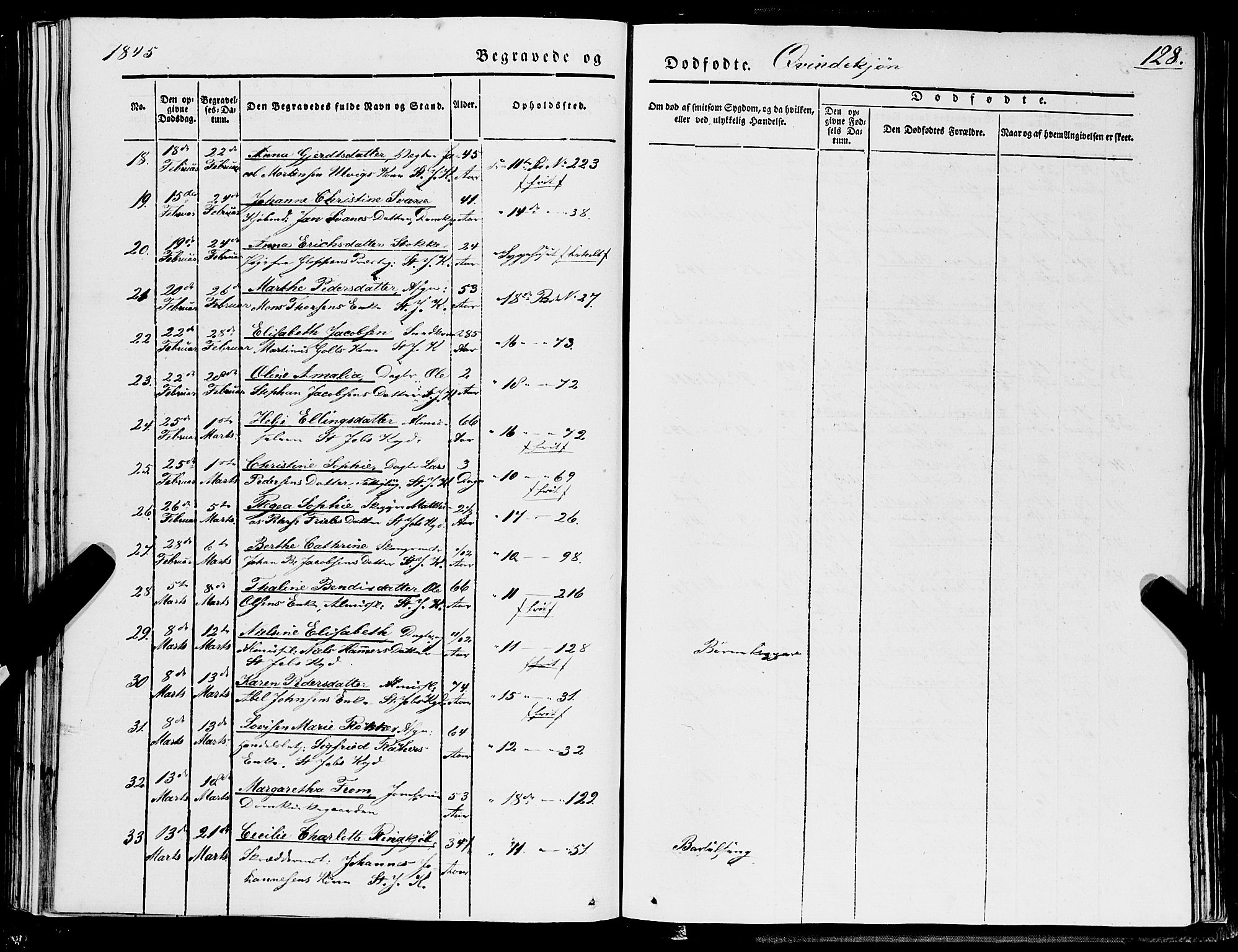 Domkirken sokneprestembete, AV/SAB-A-74801/H/Haa/L0040: Parish register (official) no. E 1, 1841-1853, p. 128