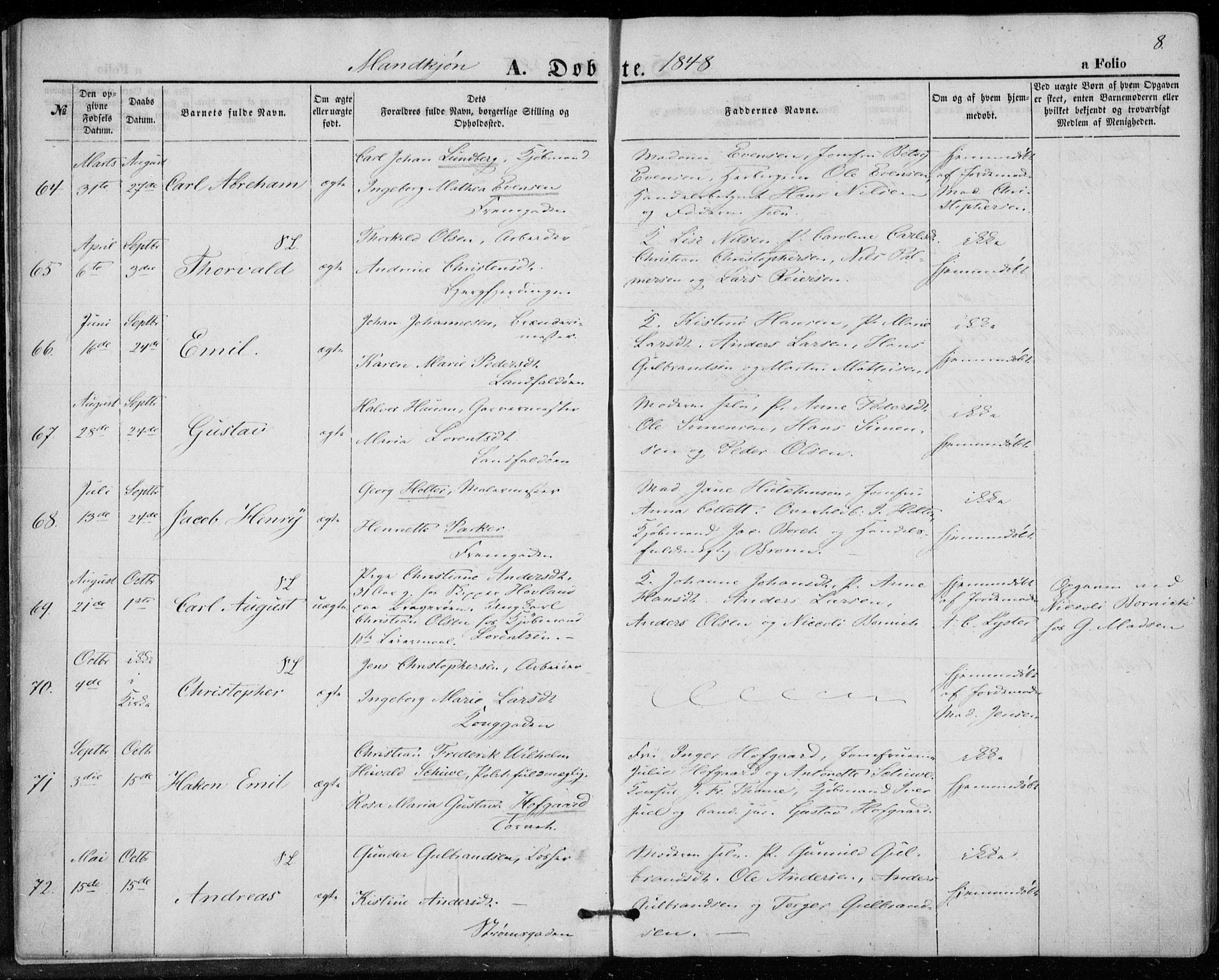 Bragernes kirkebøker, AV/SAKO-A-6/F/Fb/L0002: Parish register (official) no. II 2, 1848-1859, p. 8