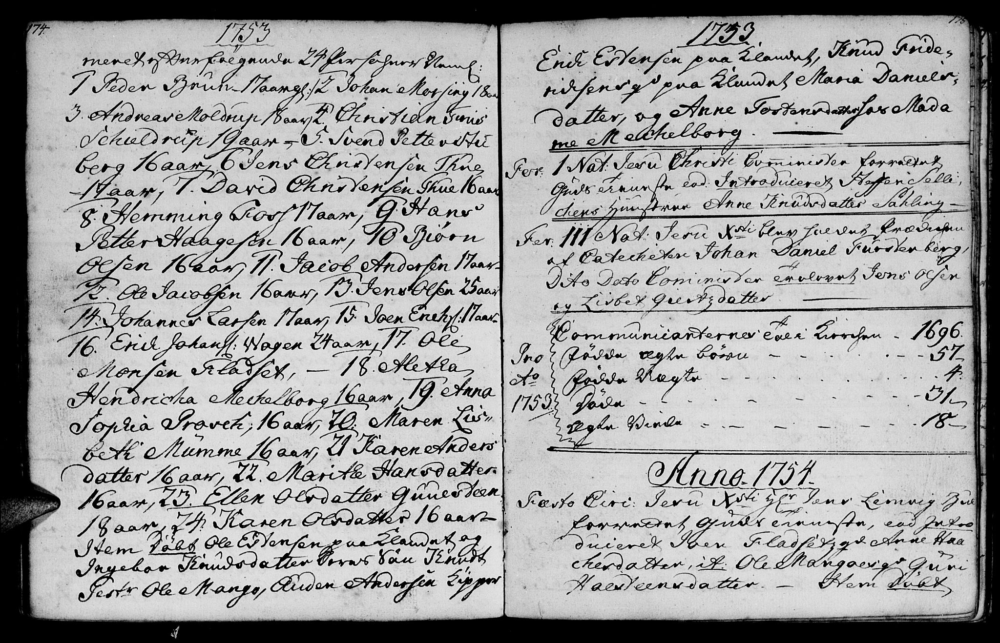 Ministerialprotokoller, klokkerbøker og fødselsregistre - Møre og Romsdal, SAT/A-1454/572/L0839: Parish register (official) no. 572A02, 1739-1754, p. 174-175