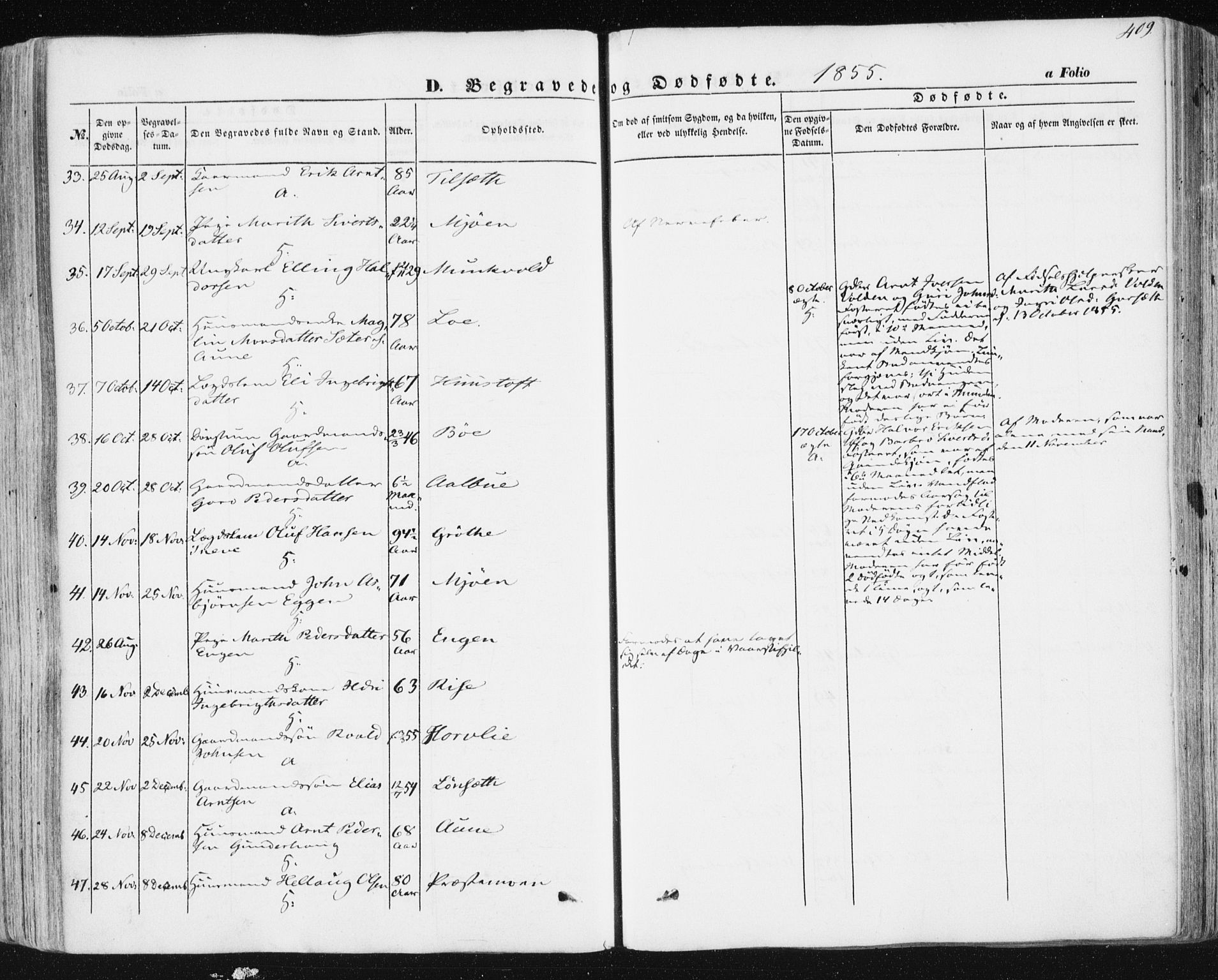 Ministerialprotokoller, klokkerbøker og fødselsregistre - Sør-Trøndelag, AV/SAT-A-1456/678/L0899: Parish register (official) no. 678A08, 1848-1872, p. 409