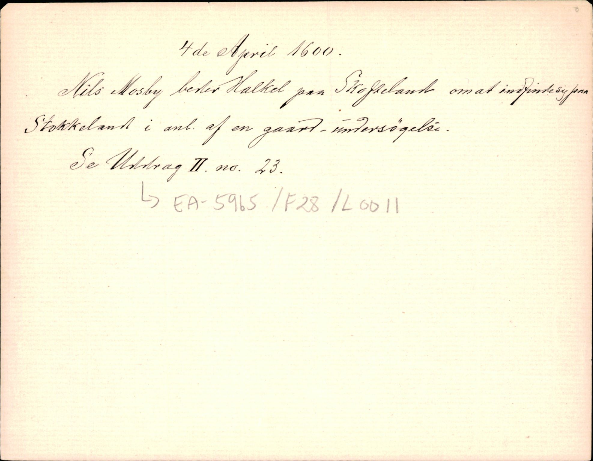 Riksarkivets diplomsamling, AV/RA-EA-5965/F35/F35d/L0002: Innlånte diplomer, seddelregister, 1592-1620, p. 267