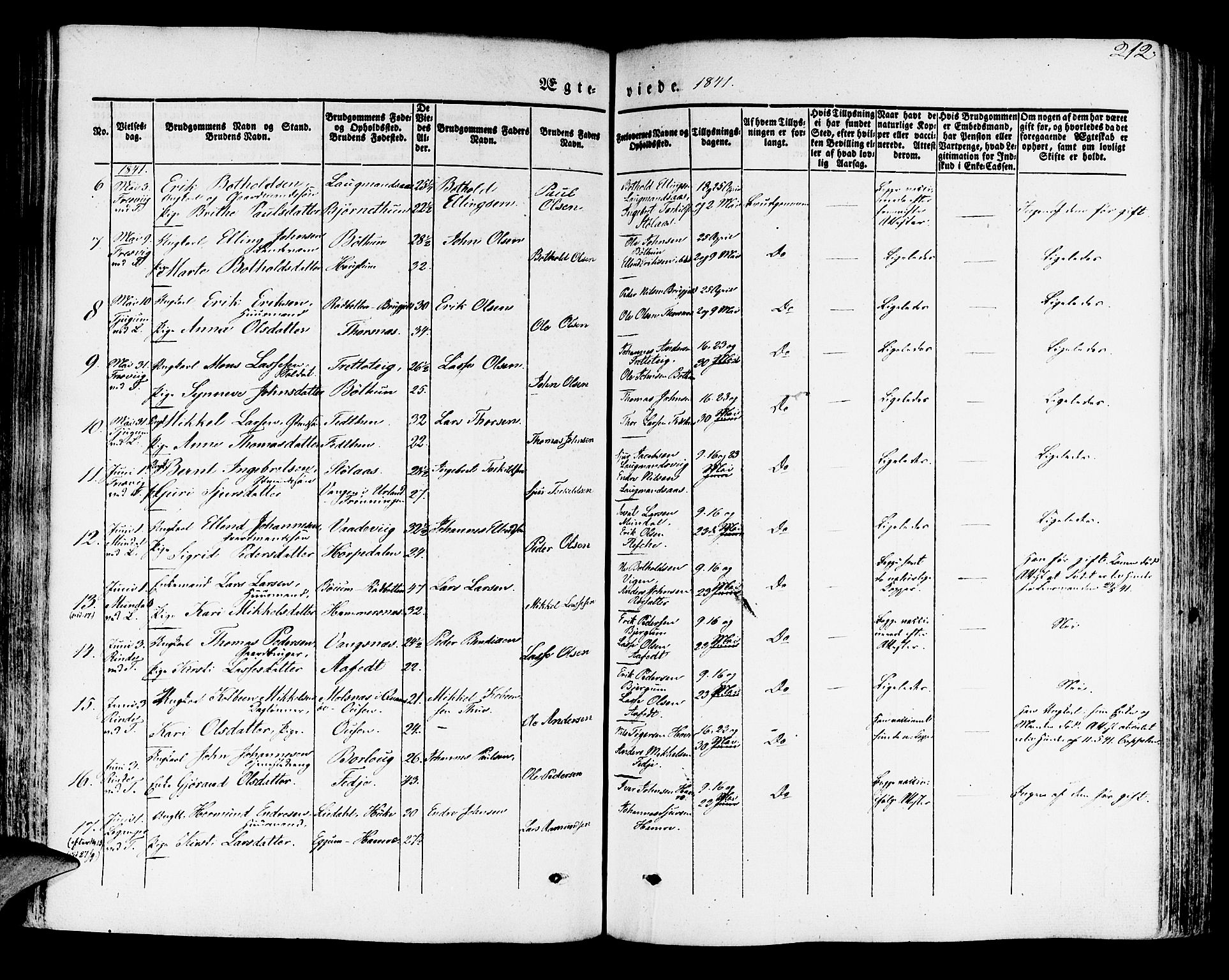 Leikanger sokneprestembete, AV/SAB-A-81001/H/Haa/Haaa/L0007: Parish register (official) no. A 7, 1838-1851, p. 212