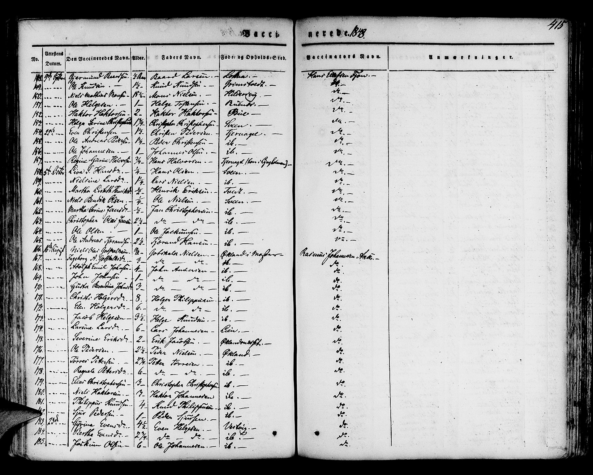 Finnås sokneprestembete, AV/SAB-A-99925/H/Ha/Haa/Haaa/L0006: Parish register (official) no. A 6, 1836-1850, p. 415