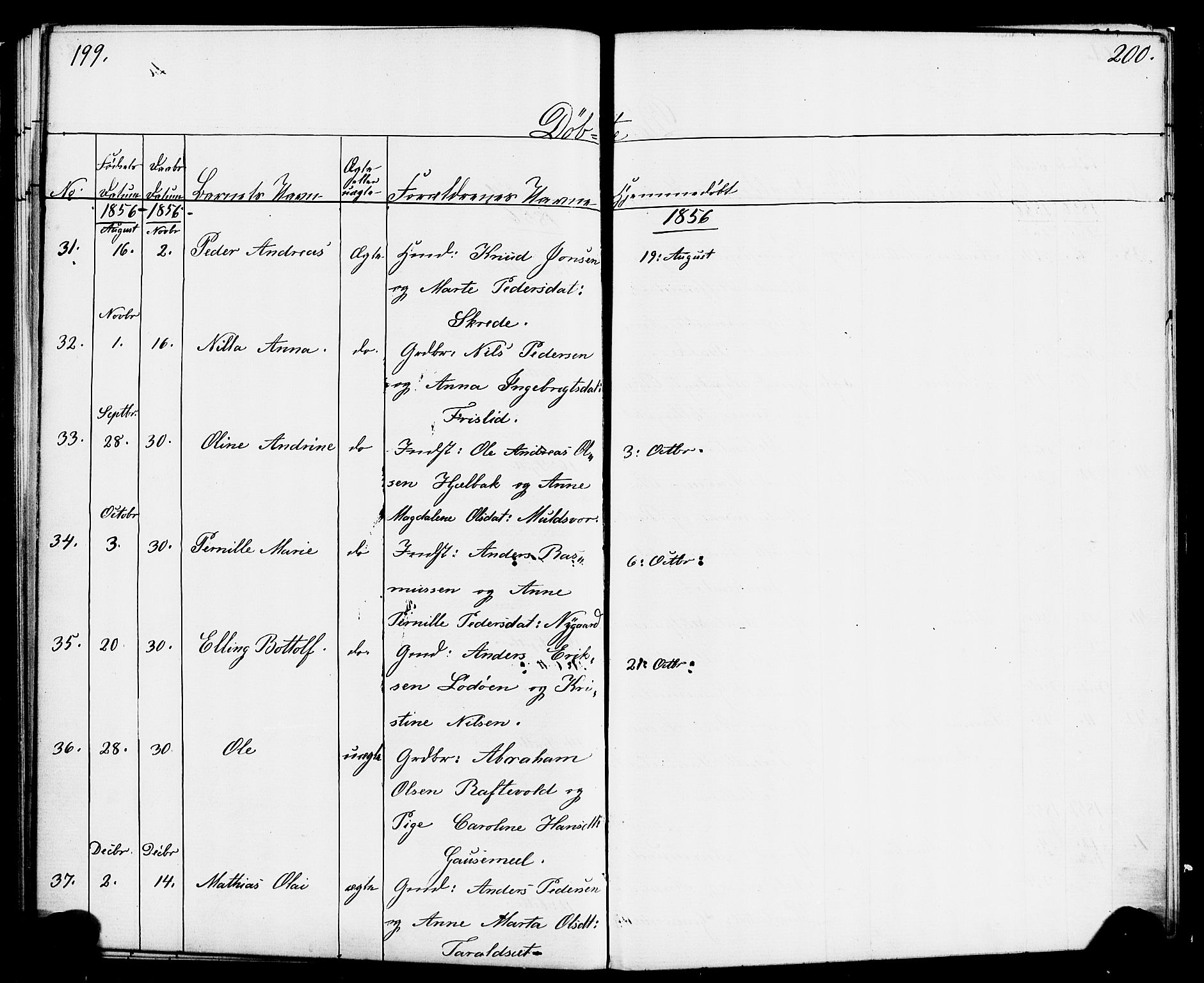 Hornindal sokneprestembete, AV/SAB-A-82401/H/Haa/Haaa/L0001: Parish register (official) no. A 1, 1837-1866, p. 200-201