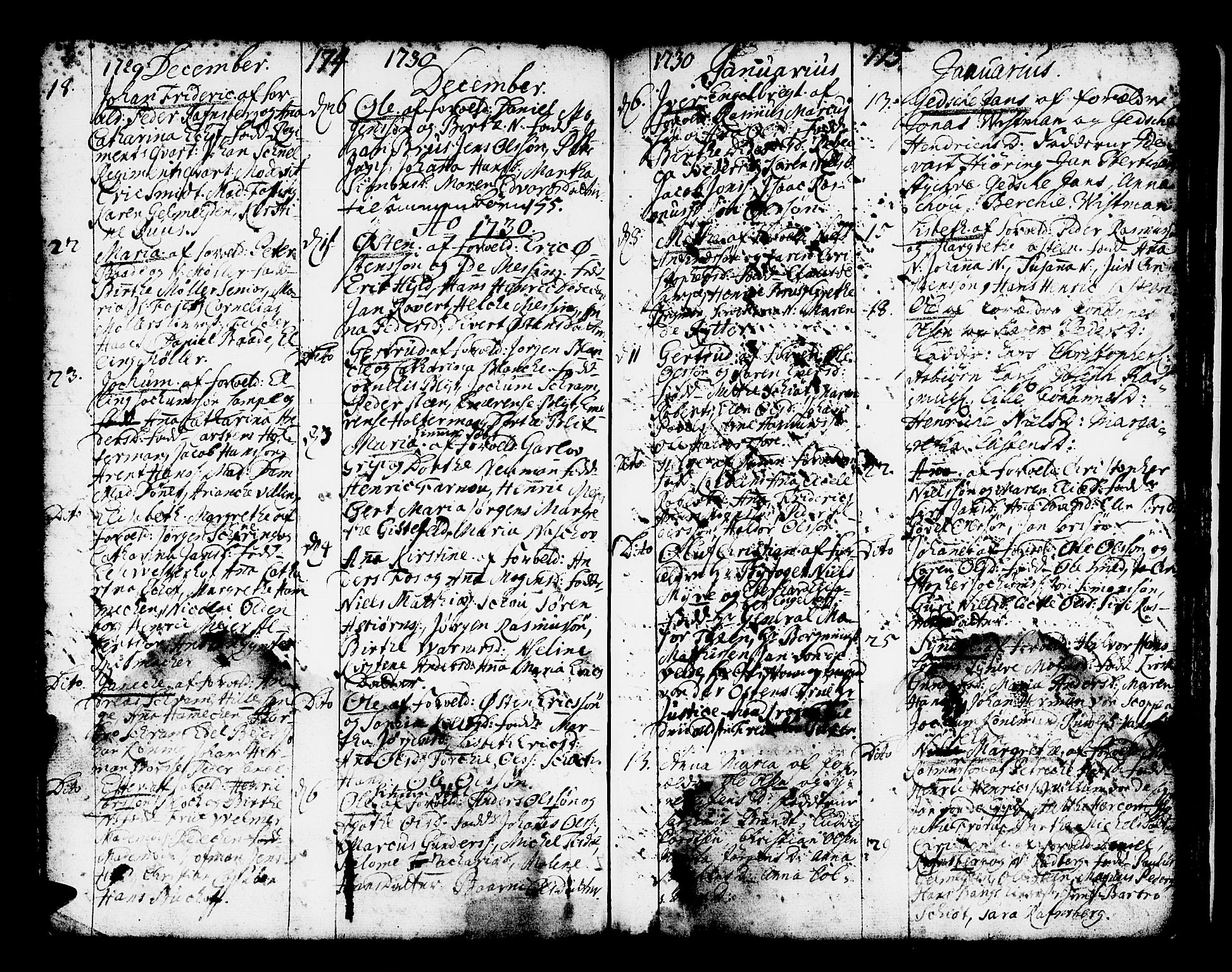 Domkirken sokneprestembete, SAB/A-74801/H/Haa/L0001: Parish register (official) no. A 1, 1719-1732, p. 174-175
