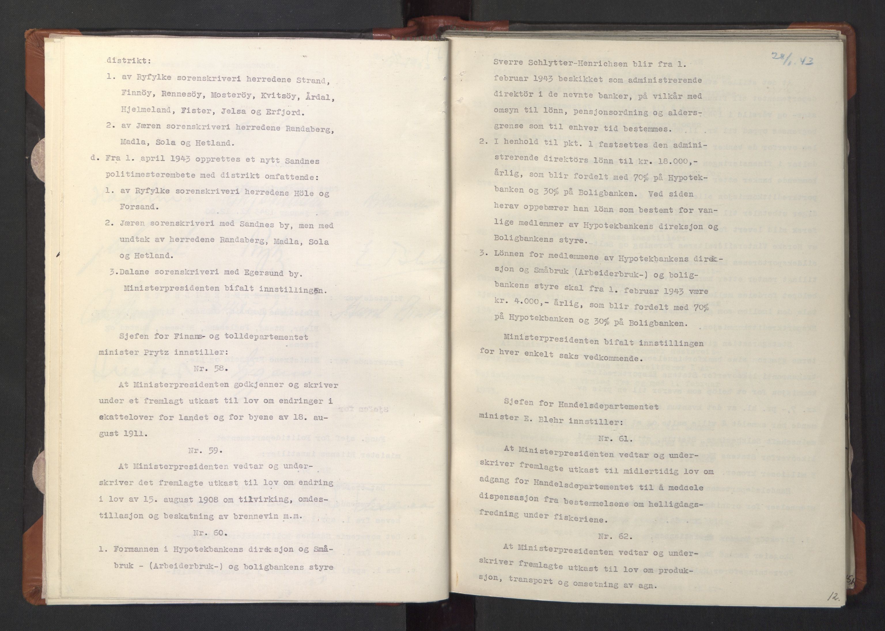 NS-administrasjonen 1940-1945 (Statsrådsekretariatet, de kommisariske statsråder mm), AV/RA-S-4279/D/Da/L0003: Vedtak (Beslutninger) nr. 1-746 og tillegg nr. 1-47 (RA. j.nr. 1394/1944, tilgangsnr. 8/1944, 1943, p. 14