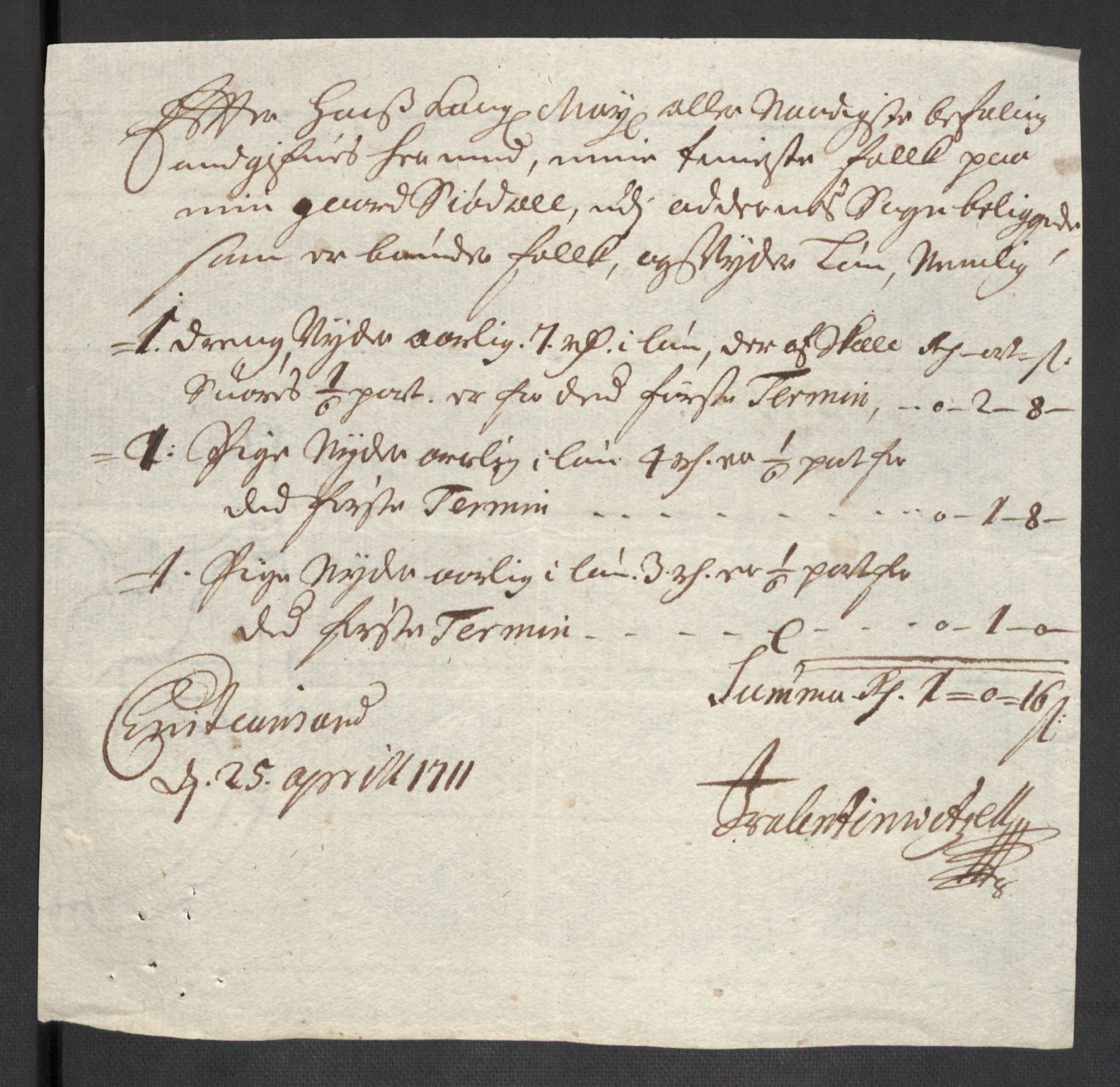 Rentekammeret inntil 1814, Reviderte regnskaper, Fogderegnskap, AV/RA-EA-4092/R43/L2554: Fogderegnskap Lista og Mandal, 1711, p. 523