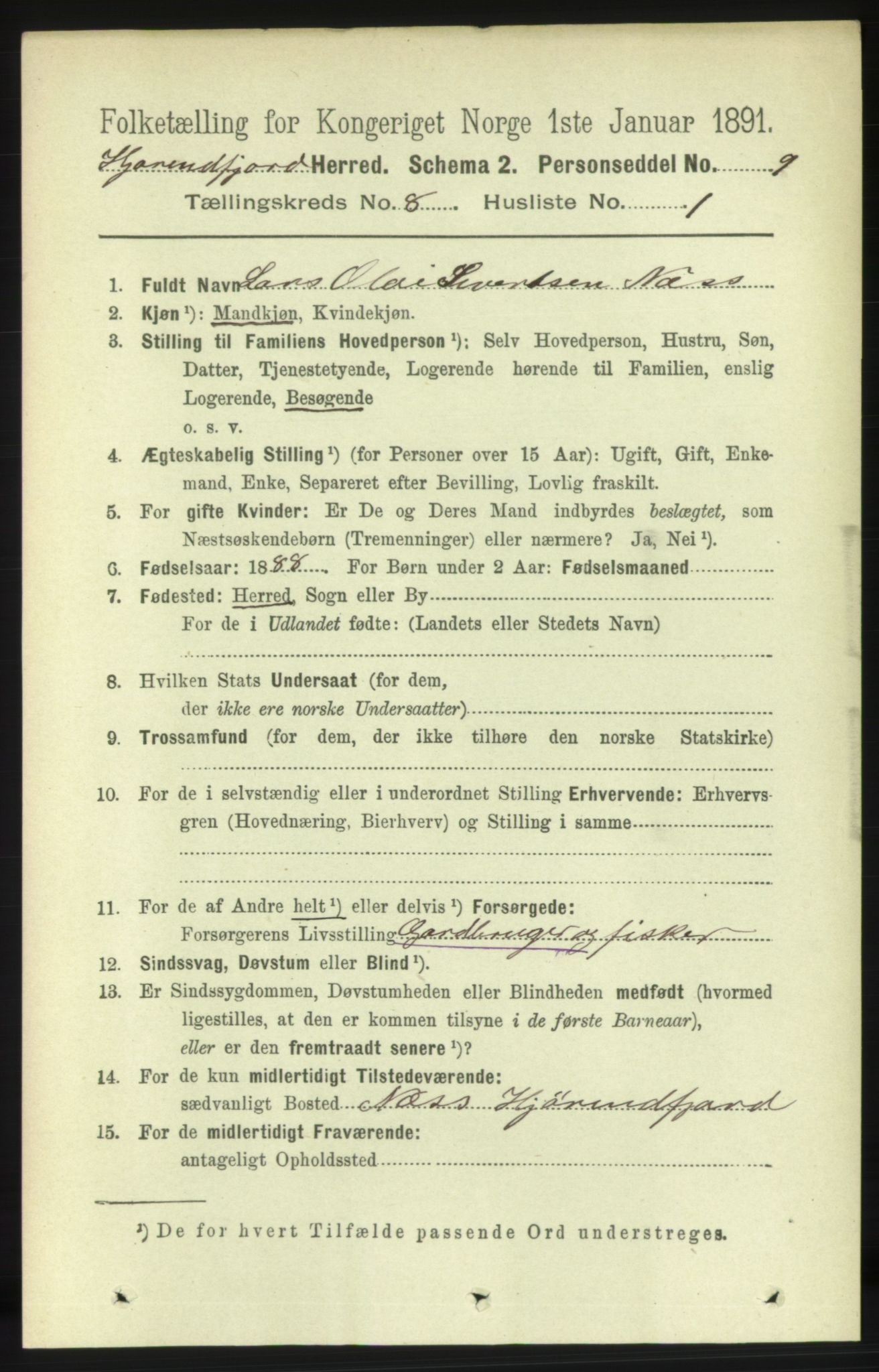 RA, 1891 census for 1522 Hjørundfjord, 1891, p. 1873