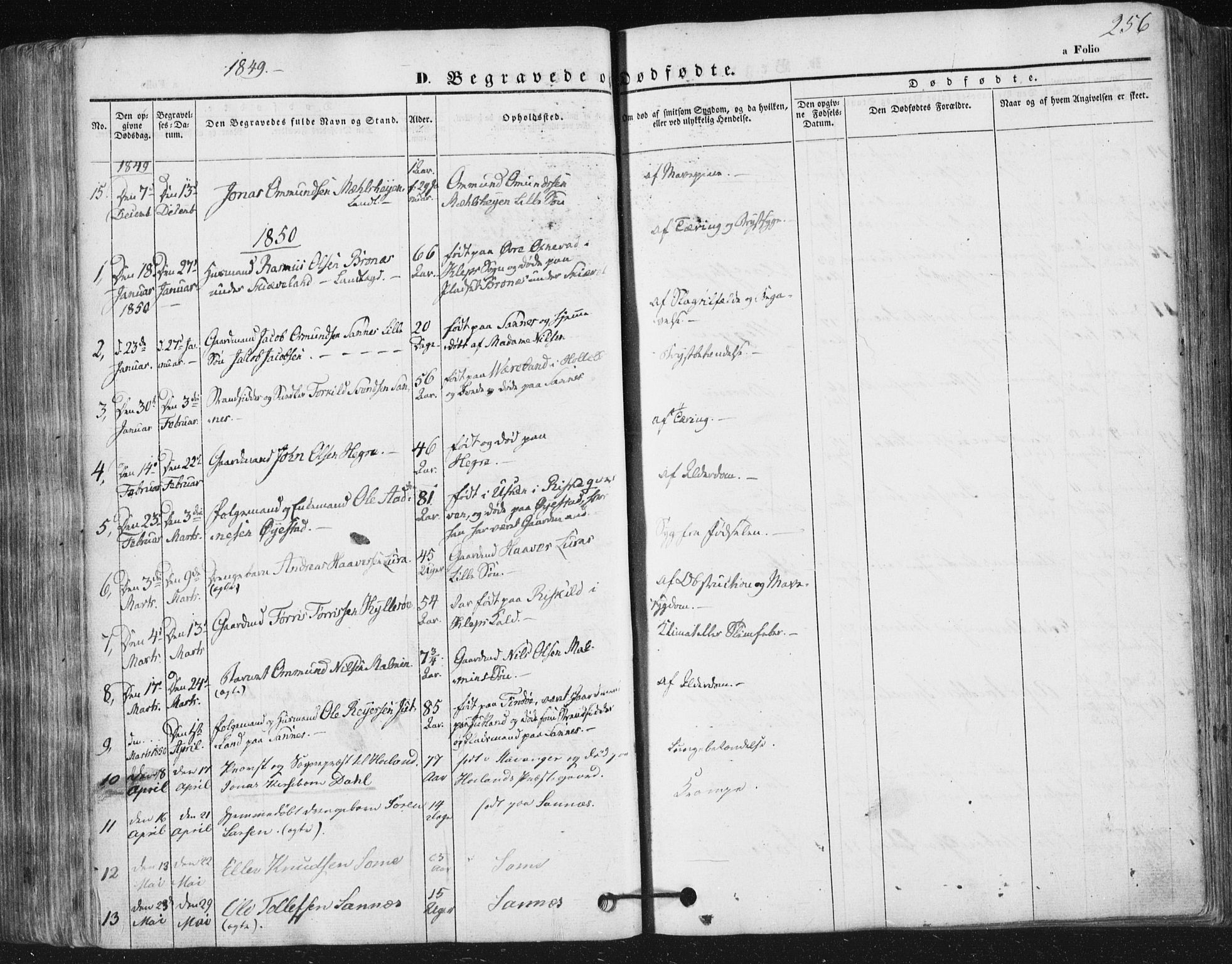Høyland sokneprestkontor, SAST/A-101799/001/30BA/L0008: Parish register (official) no. A 8, 1841-1856, p. 256
