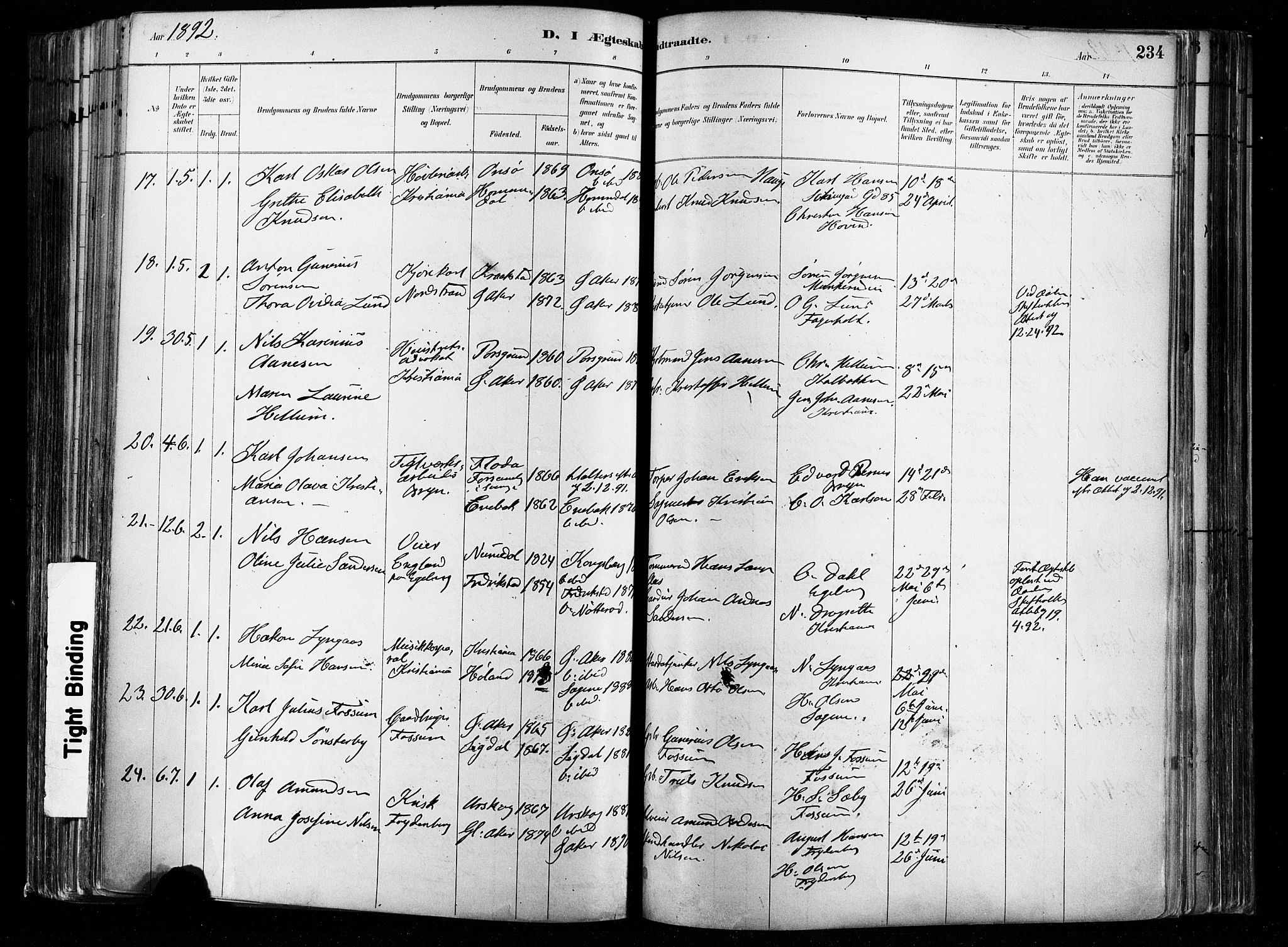 Østre Aker prestekontor Kirkebøker, AV/SAO-A-10840/F/Fa/L0008: Parish register (official) no. I 8, 1883-1894, p. 234