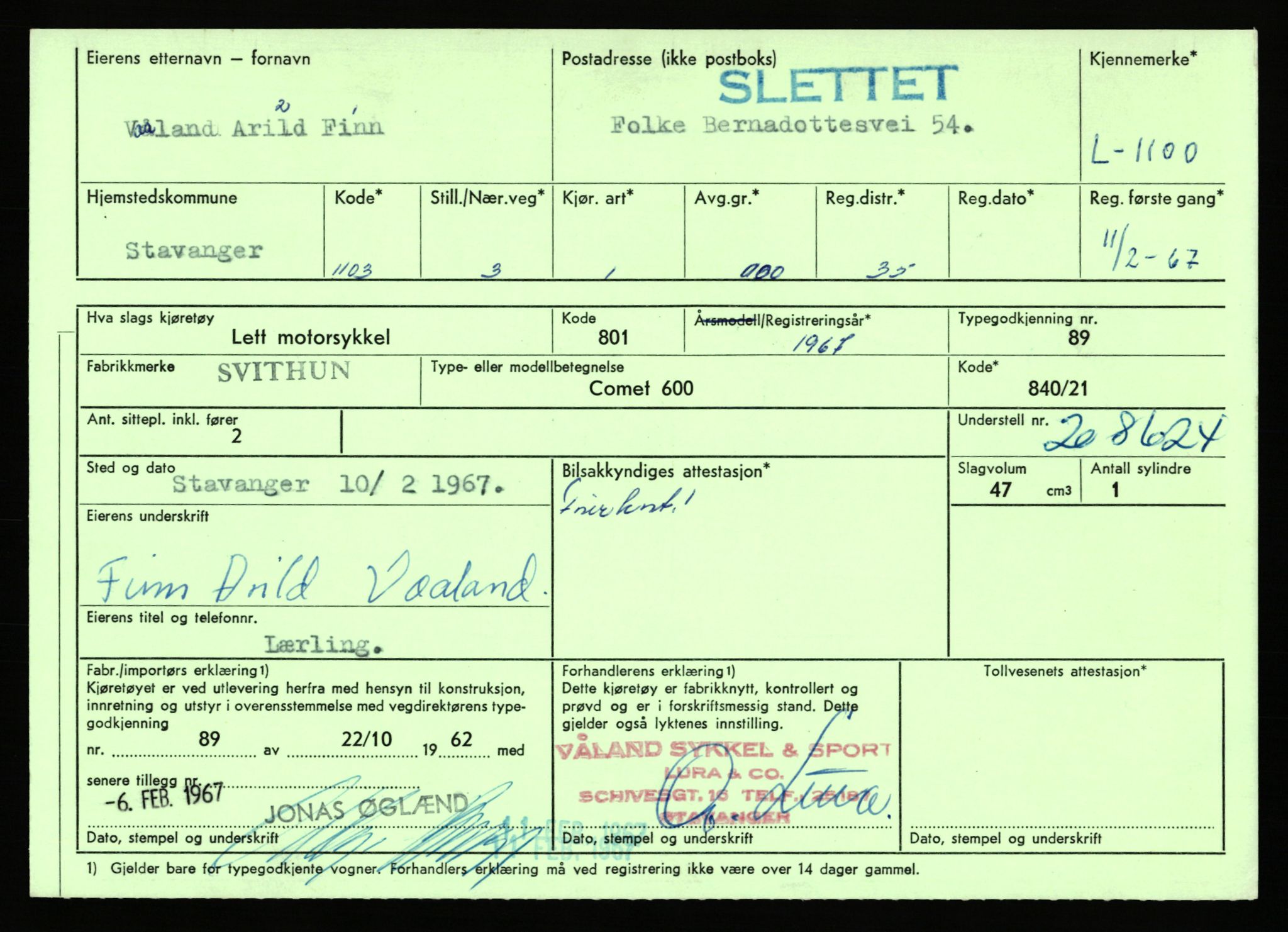 Stavanger trafikkstasjon, AV/SAST-A-101942/0/F/L0004: L-1000 - L-1349, 1930-1971, p. 593