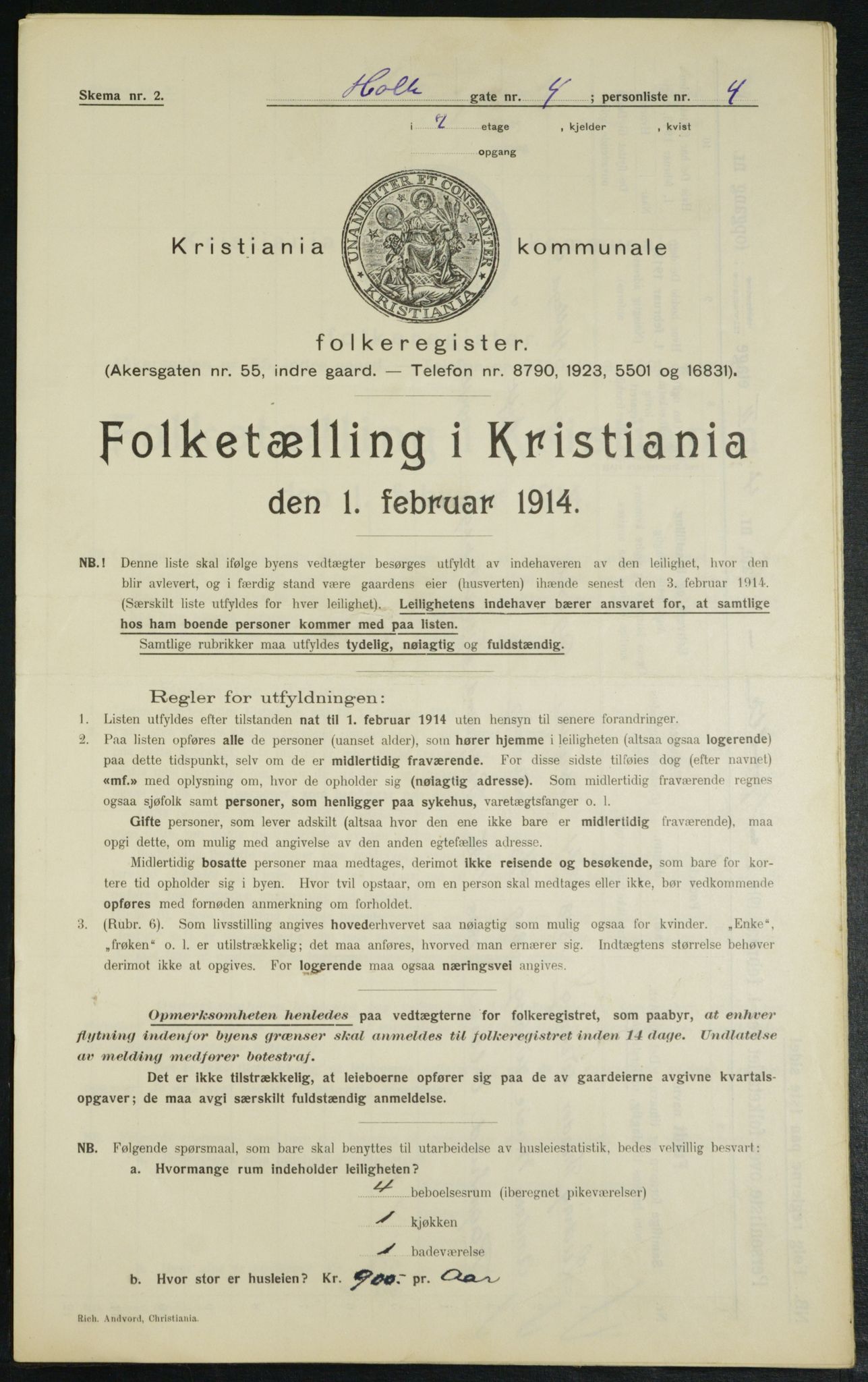 OBA, Municipal Census 1914 for Kristiania, 1914, p. 41199