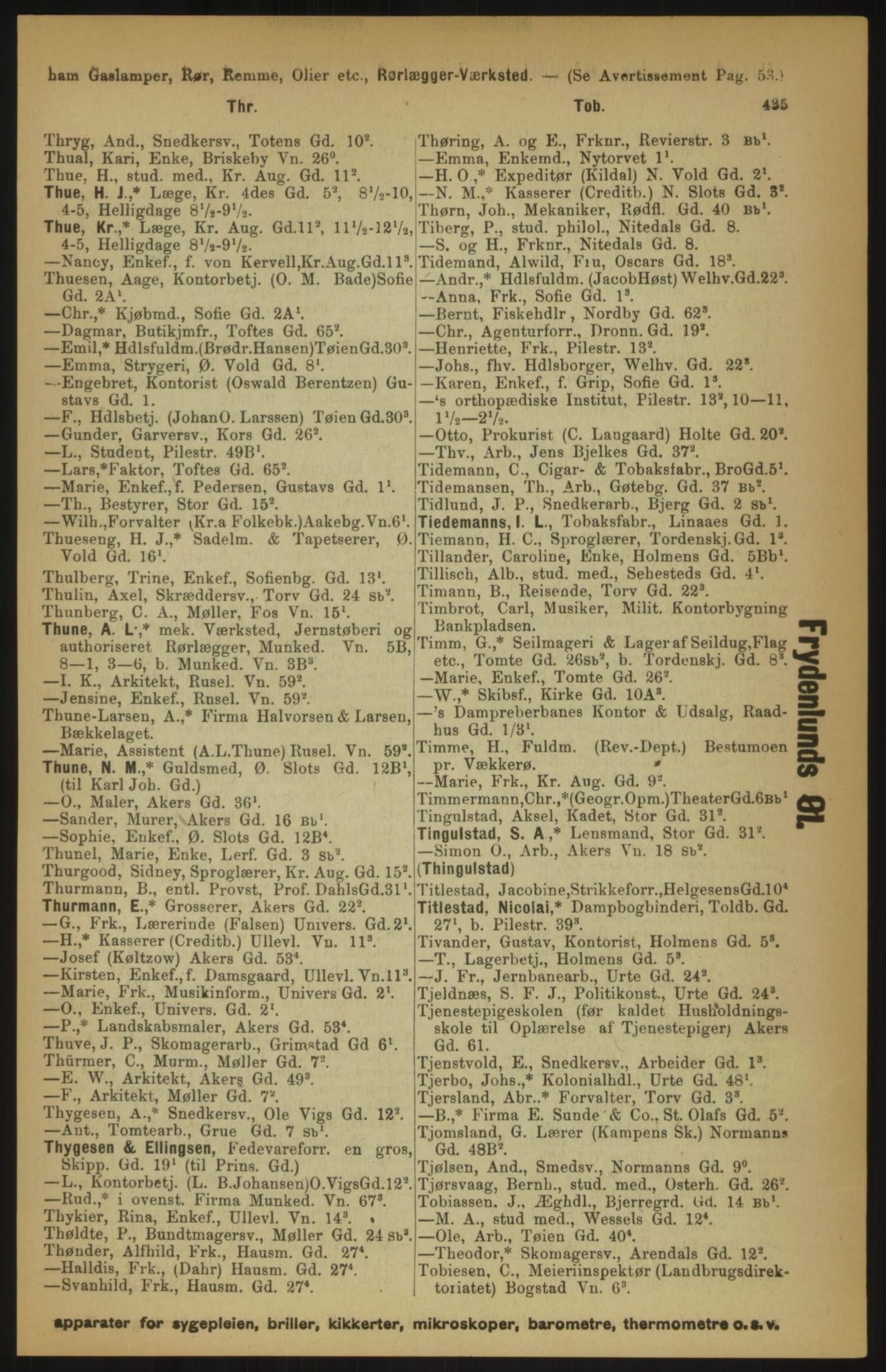 Kristiania/Oslo adressebok, PUBL/-, 1891, p. 435