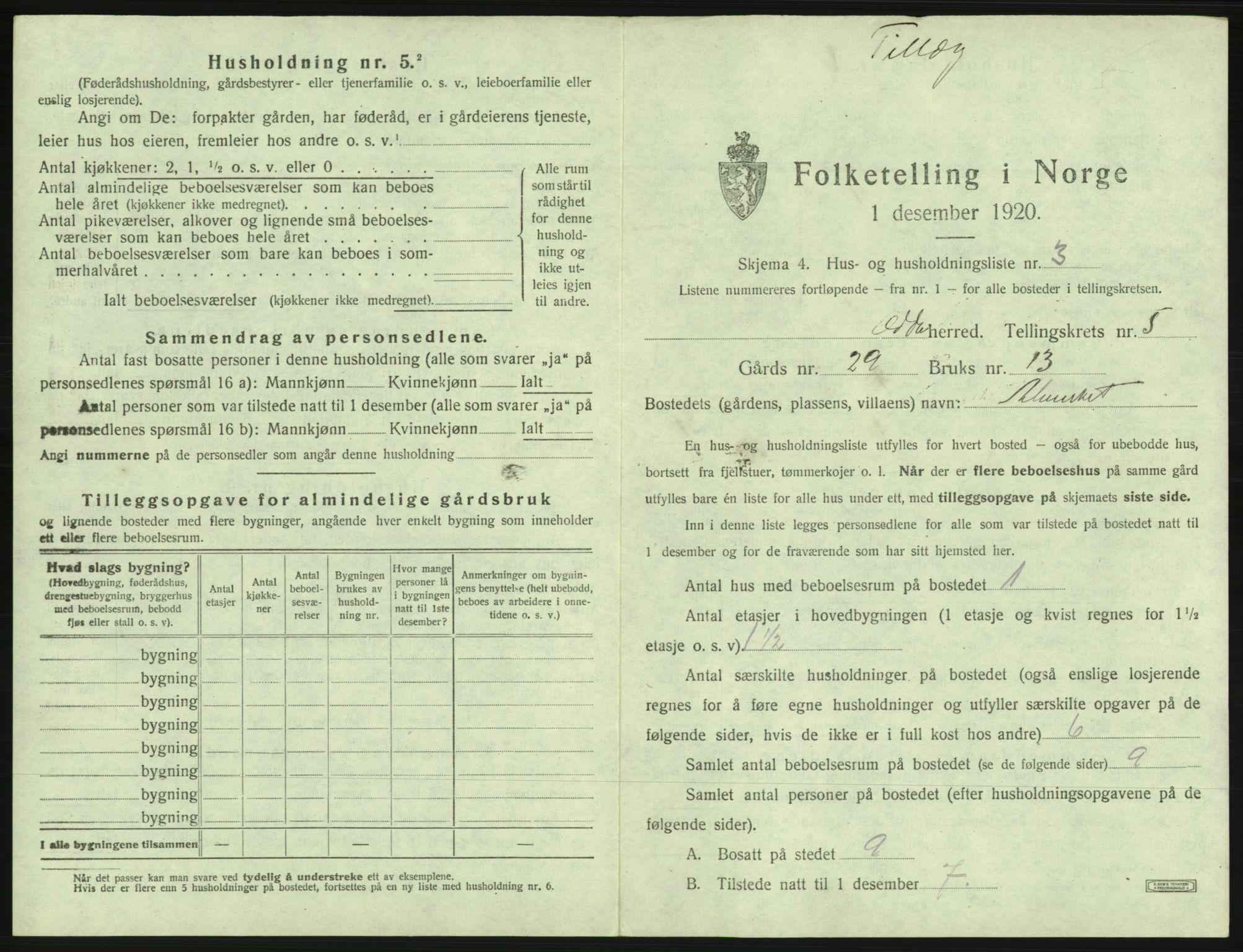 SAB, 1920 census for Odda, 1920, p. 357