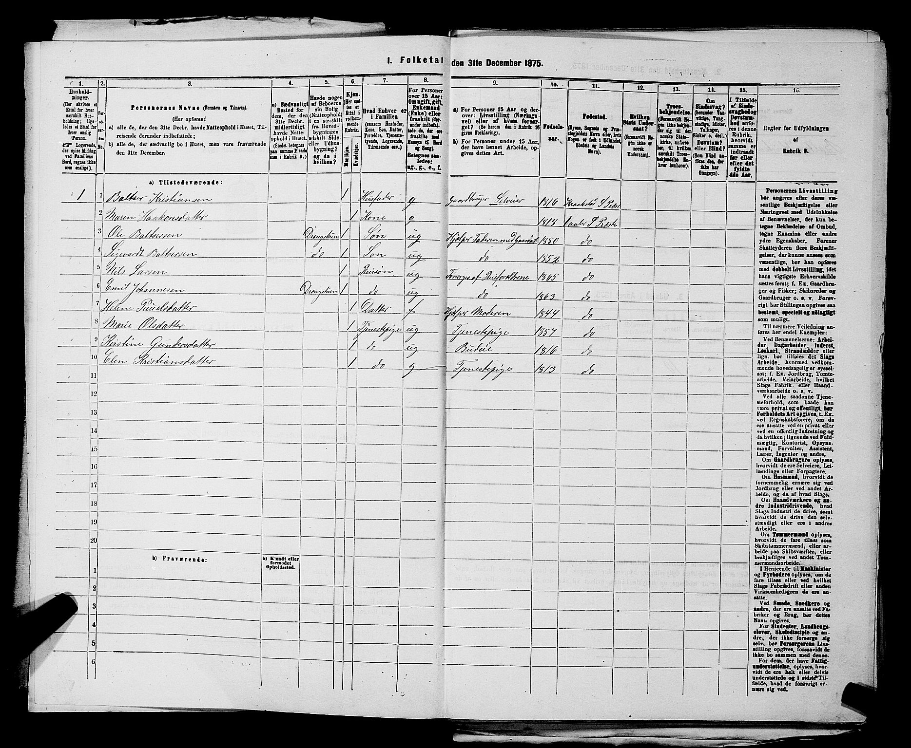 RA, 1875 census for 0137P Våler, 1875, p. 410