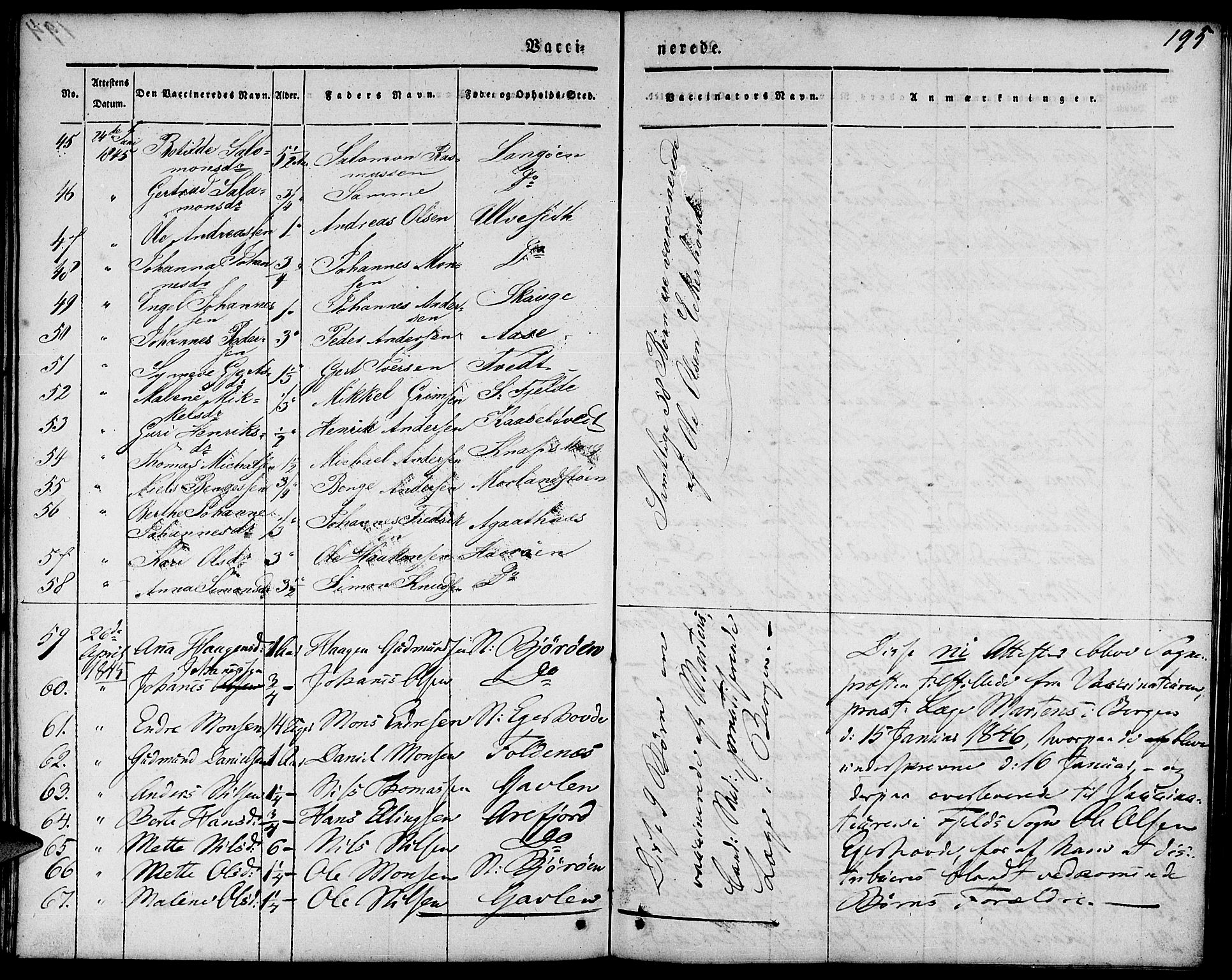 Fjell sokneprestembete, AV/SAB-A-75301/H/Haa: Parish register (official) no. A 1, 1835-1850, p. 195