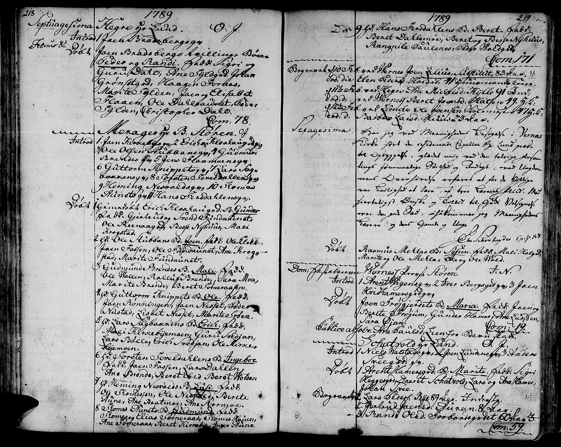 Ministerialprotokoller, klokkerbøker og fødselsregistre - Nord-Trøndelag, SAT/A-1458/709/L0059: Parish register (official) no. 709A06, 1781-1797, p. 218-219