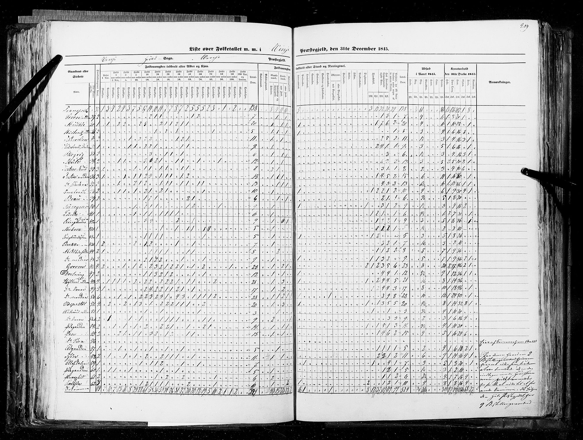 RA, Census 1845, vol. 5: Bratsberg amt og Nedenes og Råbyggelaget amt, 1845, p. 209