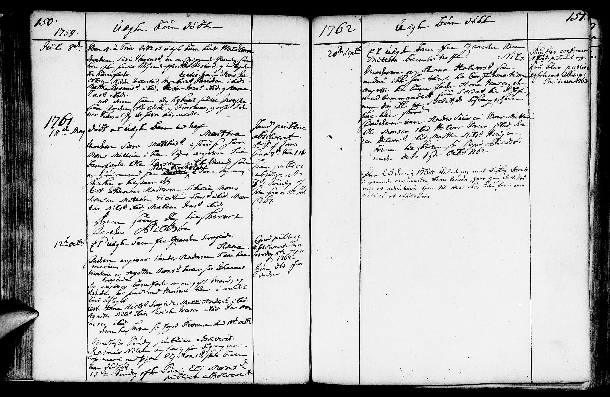 Fana Sokneprestembete, AV/SAB-A-75101/H/Haa/Haaa/L0004: Parish register (official) no. A 4, 1757-1774, p. 150-151