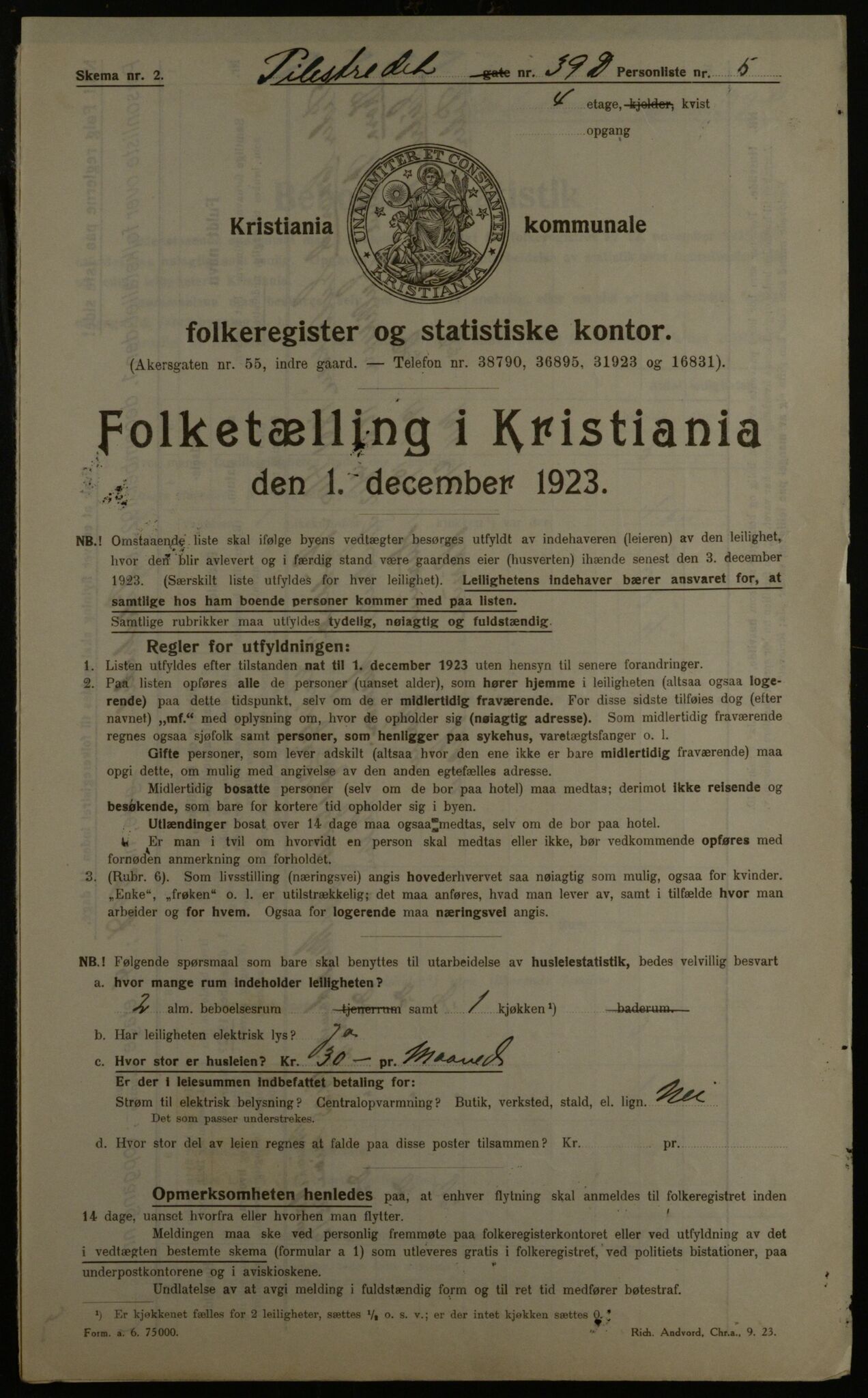 OBA, Municipal Census 1923 for Kristiania, 1923, p. 87405