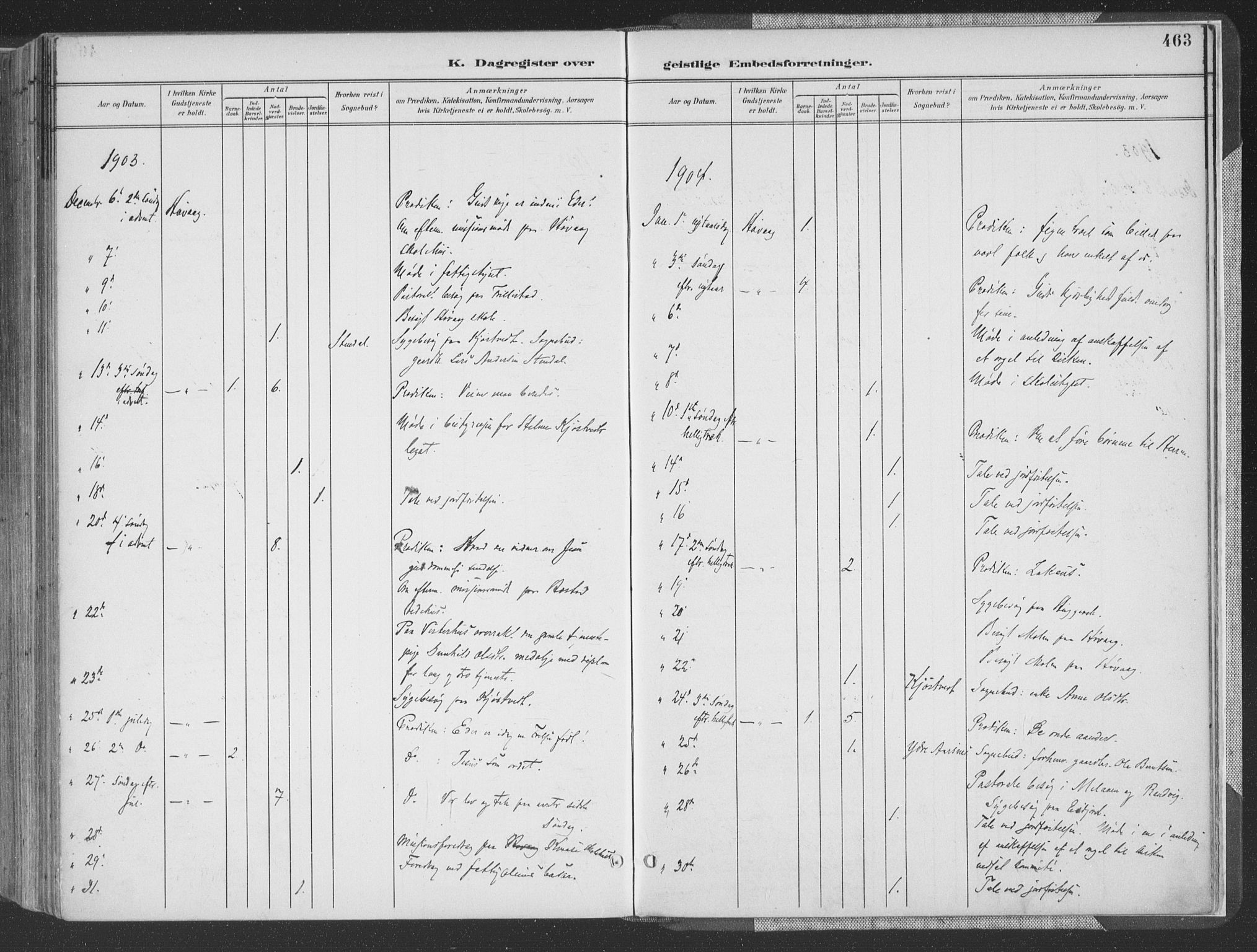 Høvåg sokneprestkontor, AV/SAK-1111-0025/F/Fa/L0006: Parish register (official) no. A 6, 1894-1923, p. 463