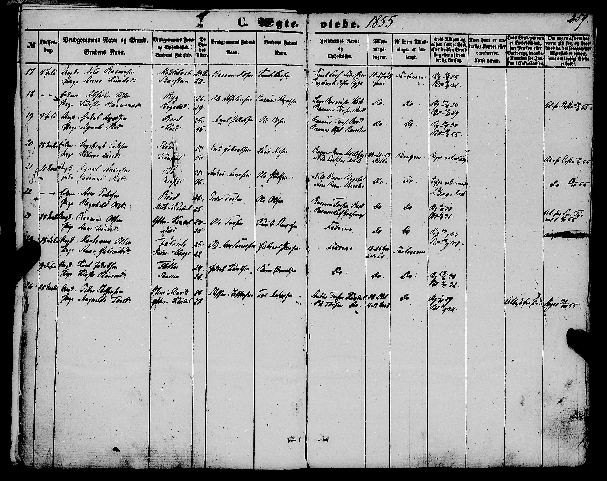 Gloppen sokneprestembete, AV/SAB-A-80101/H/Haa/Haaa/L0009: Parish register (official) no. A 9, 1855-1870, p. 259