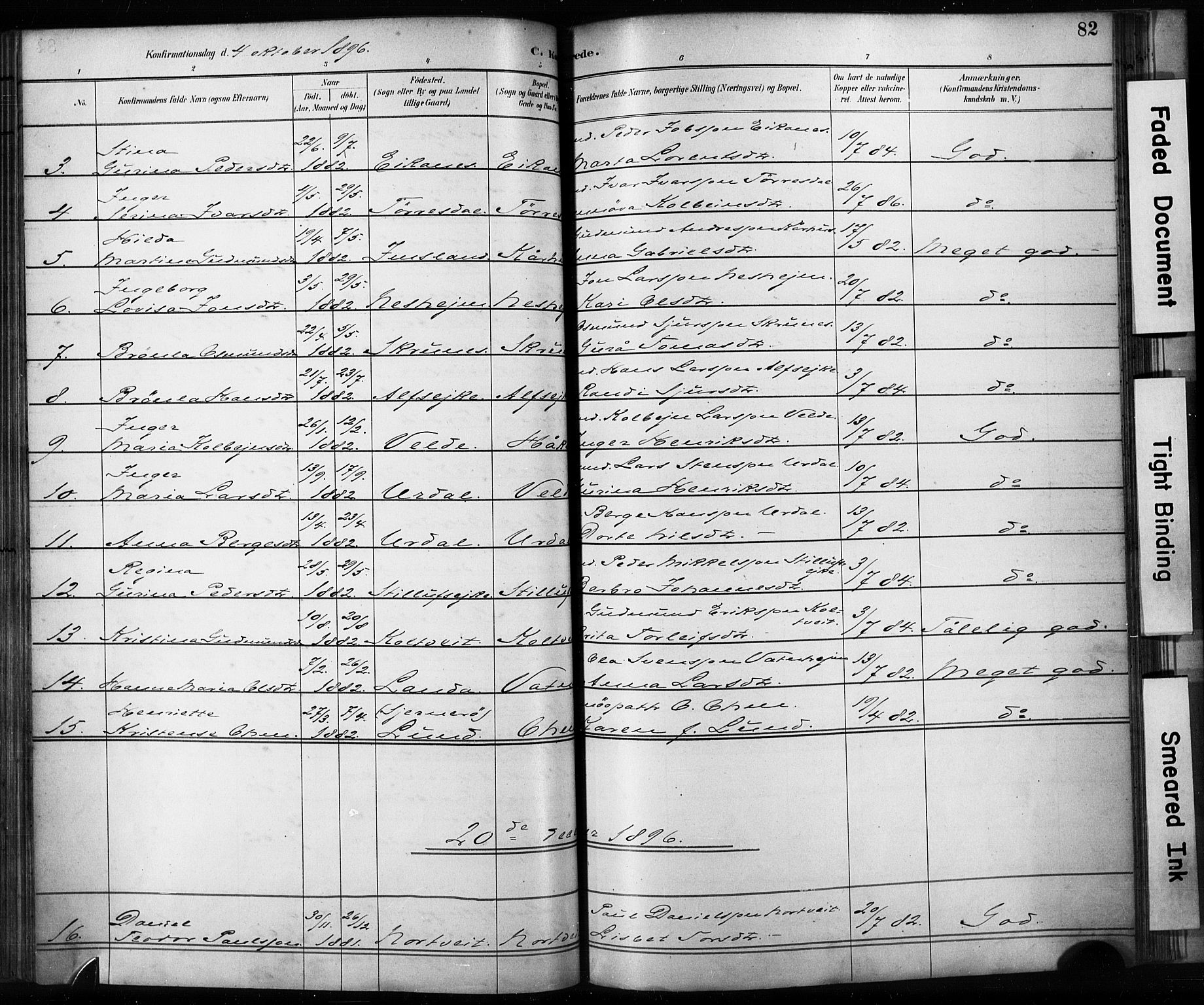 Skjold sokneprestkontor, AV/SAST-A-101847/H/Ha/Haa/L0009: Parish register (official) no. A 9, 1882-1898, p. 82