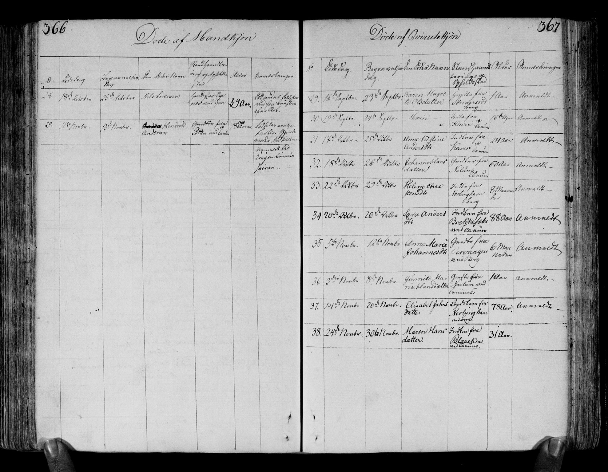 Brunlanes kirkebøker, AV/SAKO-A-342/F/Fa/L0002: Parish register (official) no. I 2, 1802-1834, p. 366-367