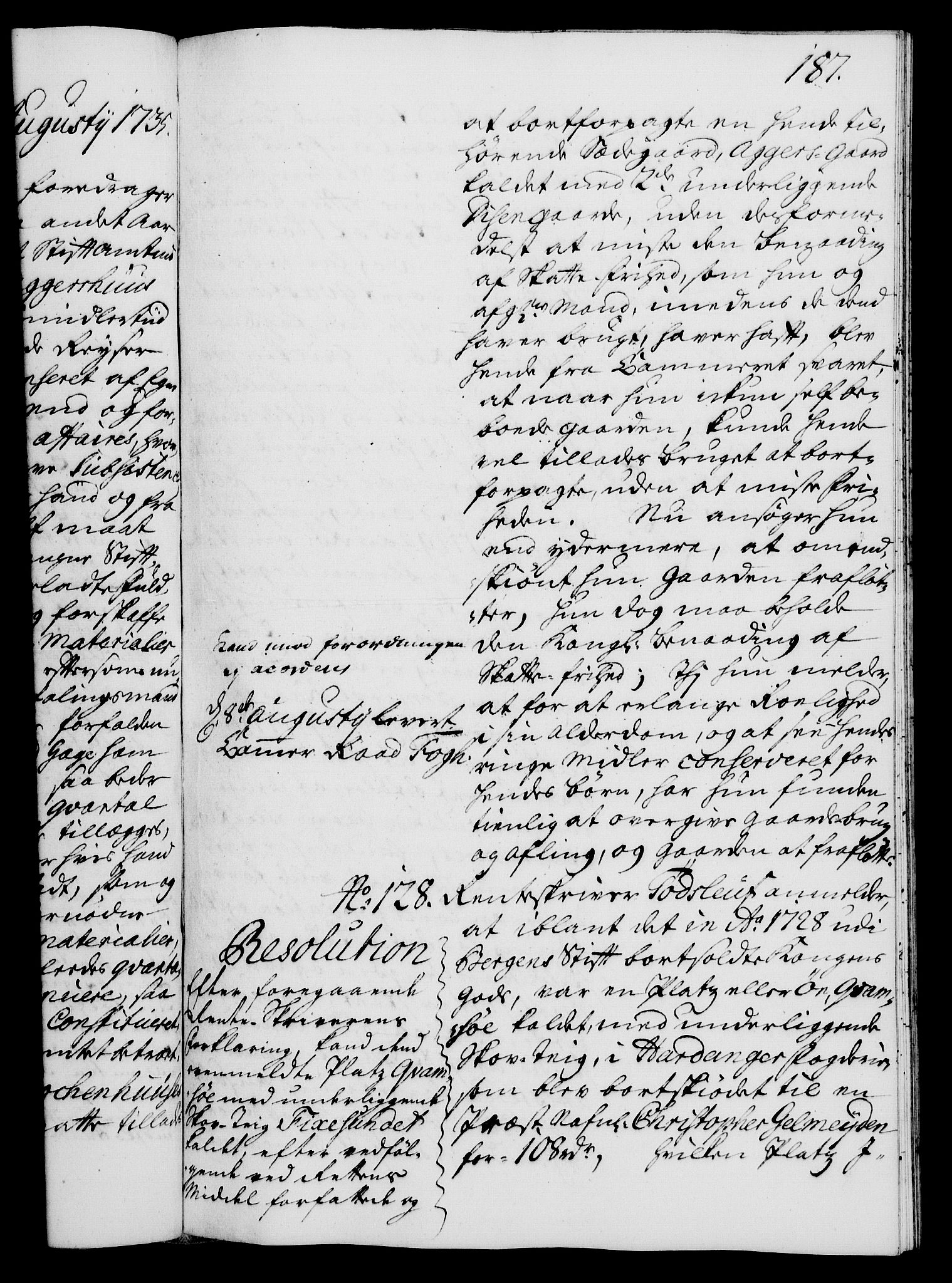 Rentekammeret, Kammerkanselliet, AV/RA-EA-3111/G/Gh/Gha/L0017: Norsk ekstraktmemorialprotokoll (merket RK 53.62), 1735, p. 187