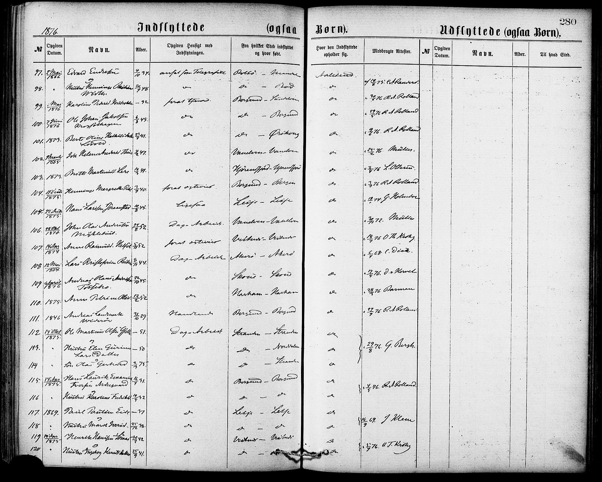 Ministerialprotokoller, klokkerbøker og fødselsregistre - Møre og Romsdal, AV/SAT-A-1454/529/L0453: Parish register (official) no. 529A03, 1872-1877, p. 280