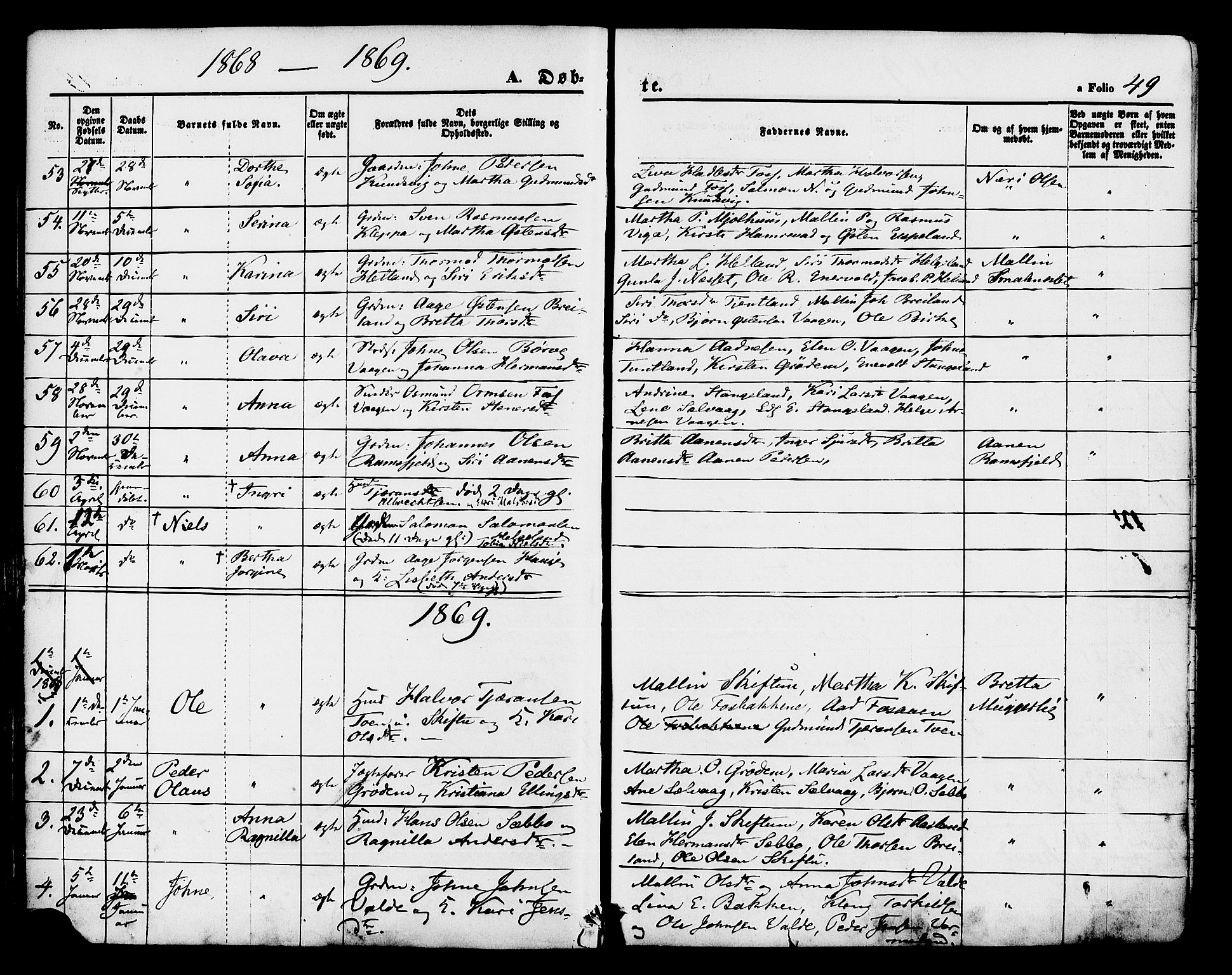 Hjelmeland sokneprestkontor, AV/SAST-A-101843/01/IV/L0011: Parish register (official) no. A 11, 1861-1878, p. 49