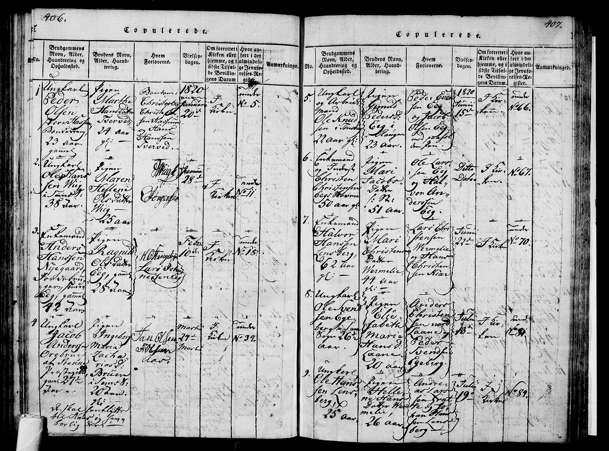 Sem kirkebøker, AV/SAKO-A-5/F/Fa/L0004: Parish register (official) no. I 4, 1814-1825, p. 406-407