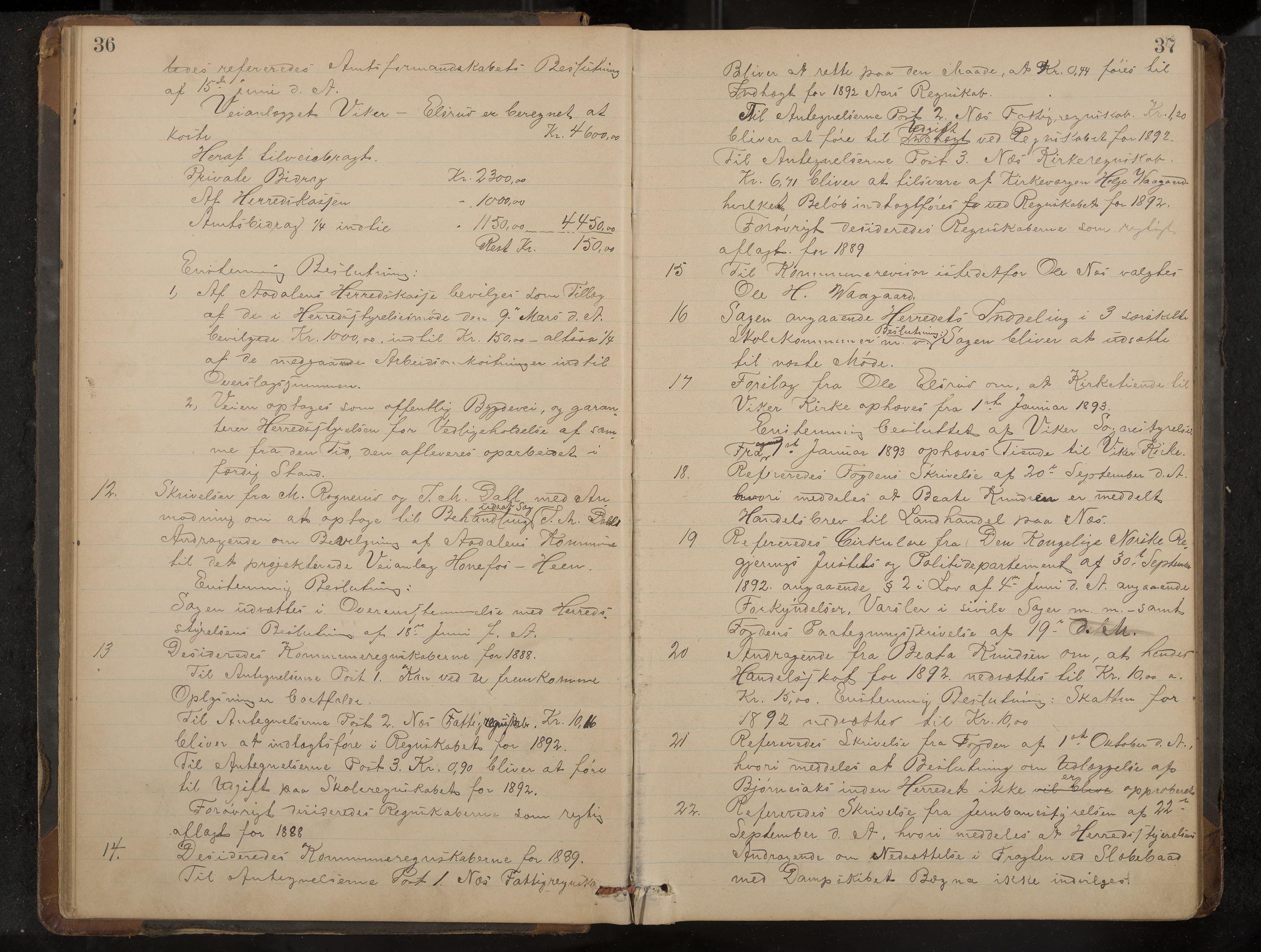 Ådal formannskap og sentraladministrasjon, IKAK/0614021/A/Aa/L0002: Møtebok, 1891-1907, p. 36-37