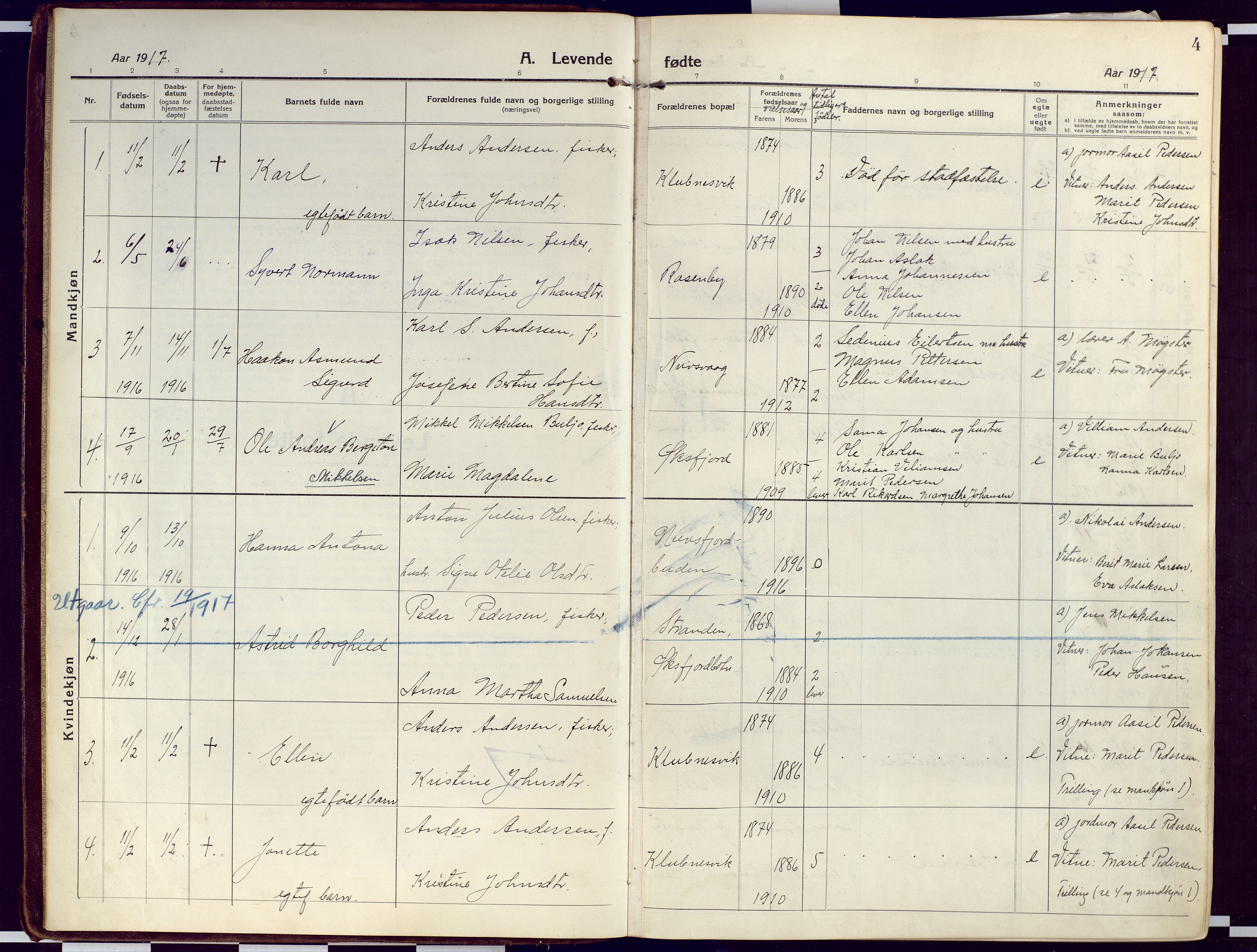Loppa sokneprestkontor, SATØ/S-1339/H/Ha/L0012kirke: Parish register (official) no. 12, 1917-1932, p. 4