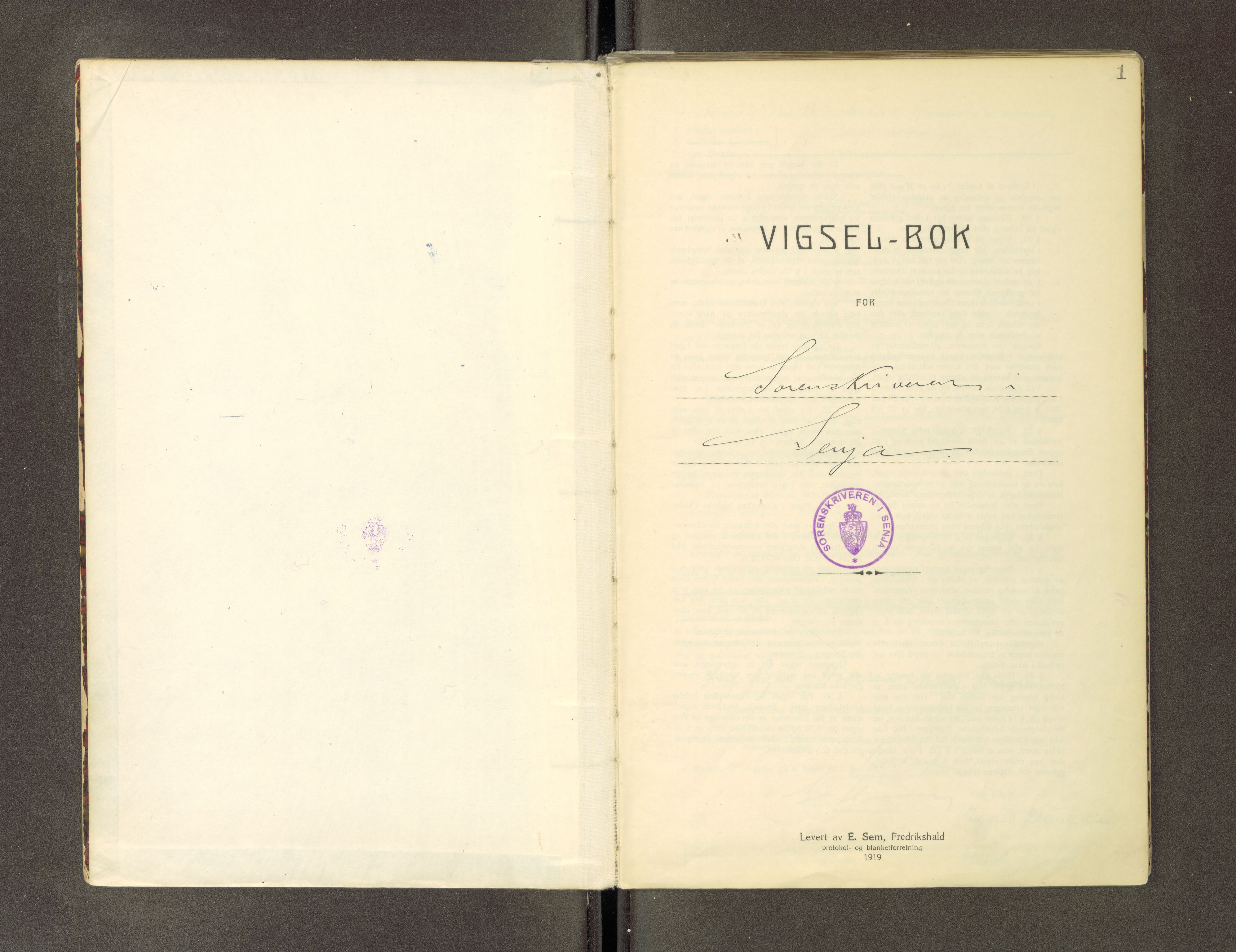 Senja sorenskriveri 1855-, AV/SATØ-S-0048/1/N/Nb/L1297: Vigselsbøker, 1937-1969, p. 1