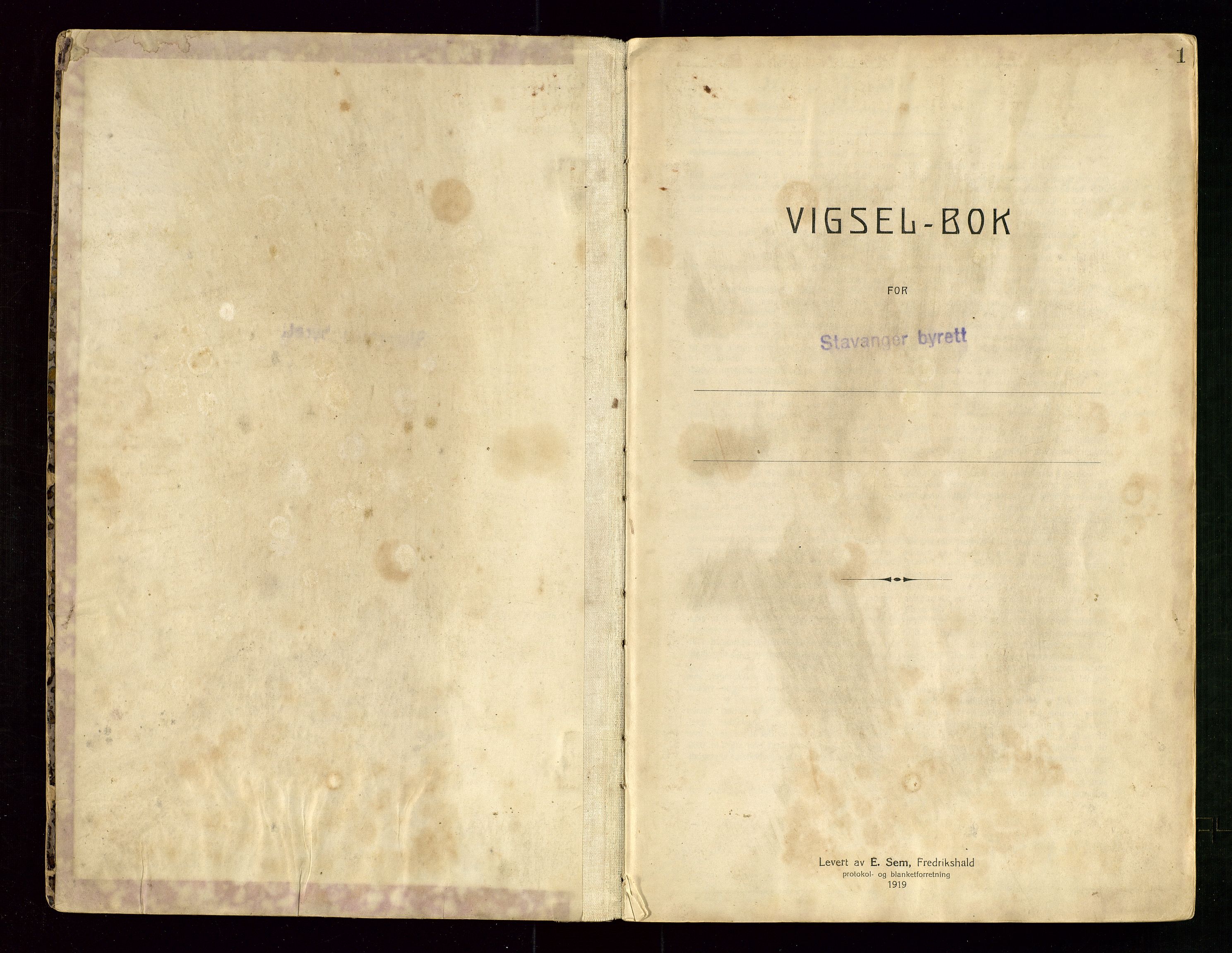 Stavanger byrett, AV/SAST-A-100455/001/6/62/62B/L0002: Vigselsprotokoll, 1935-1938, p. 1